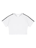 White Women’s Taped Cooling Performance Crop Top front view