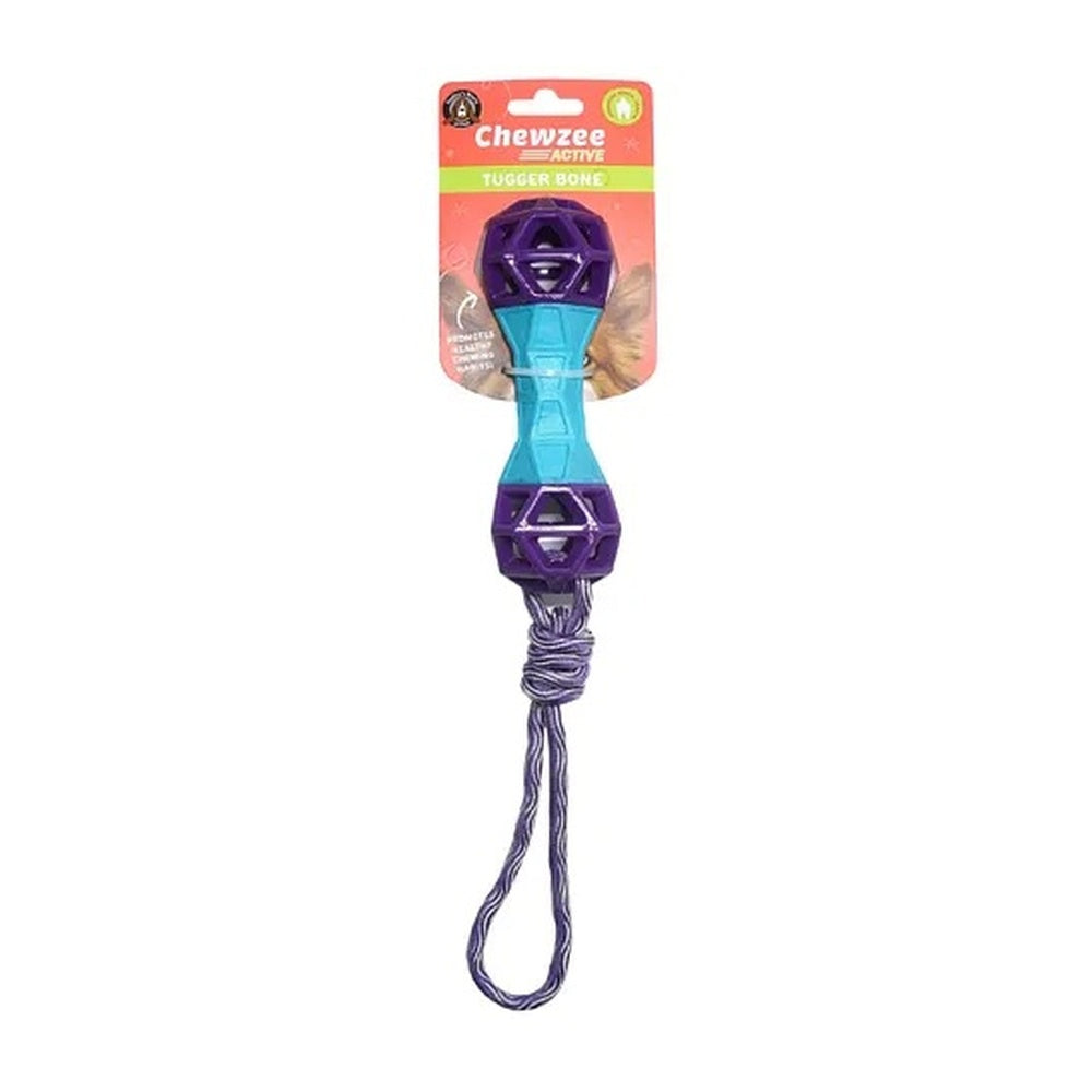Float and squeak tugger bone rope dog toy