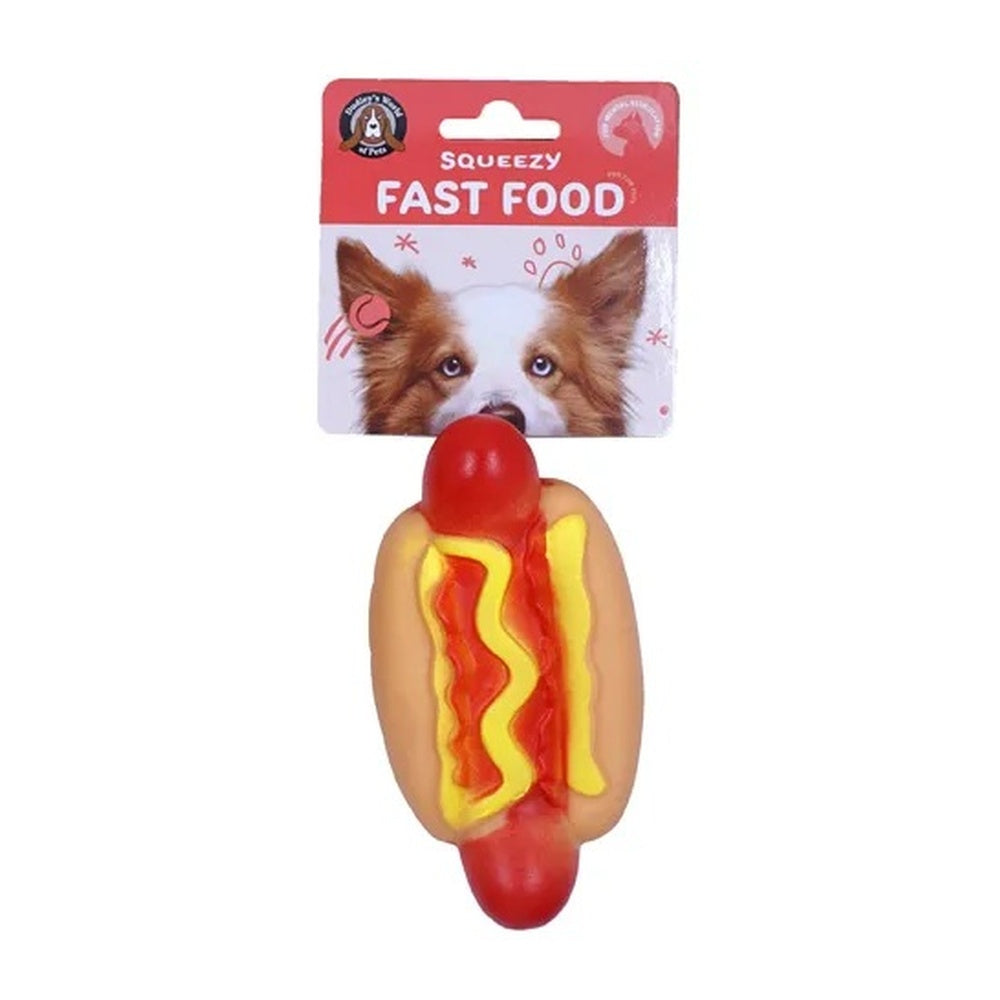 Hot dog food squeeze dog toy