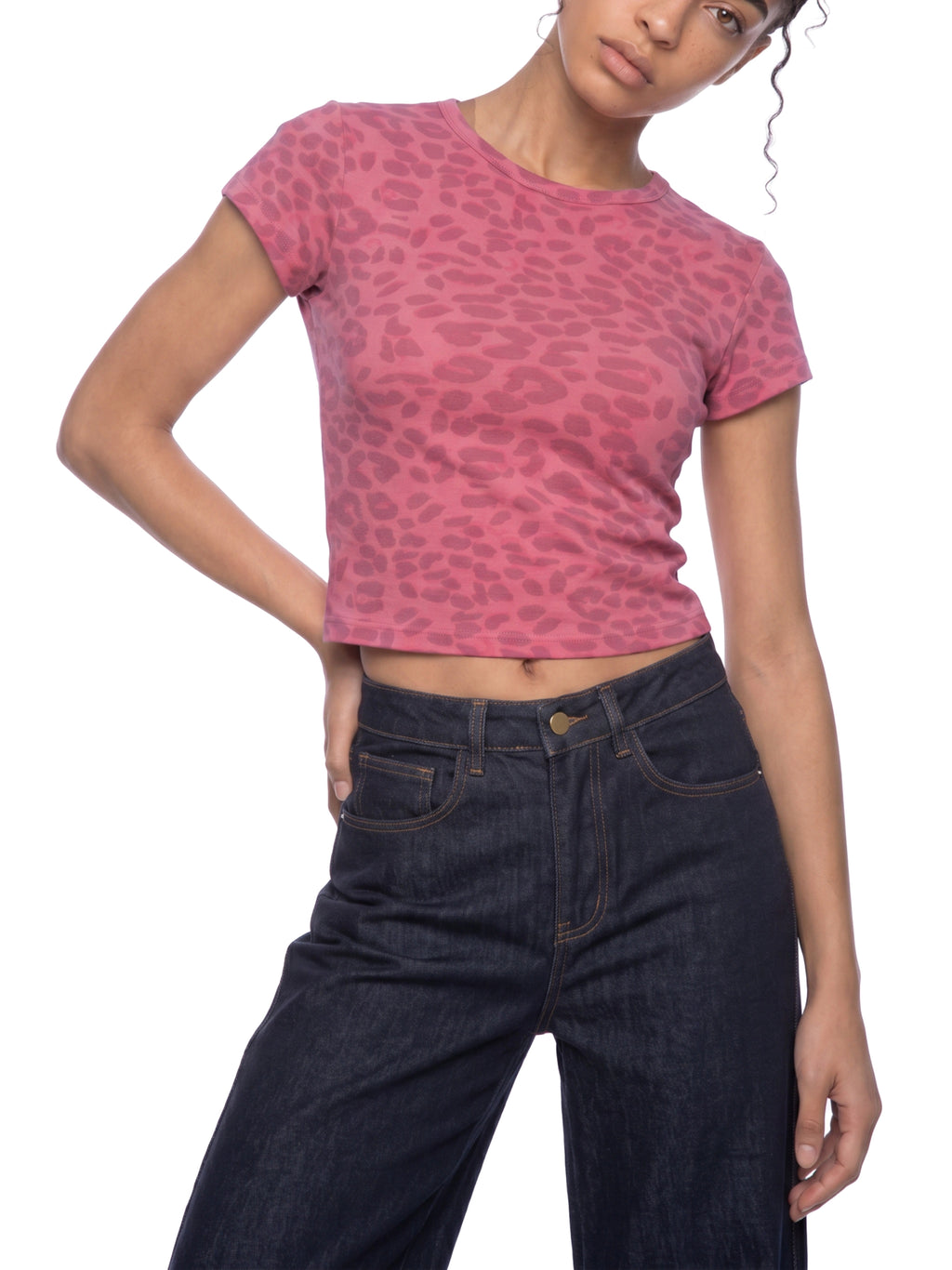 Women's Leopard Print Crop T-Shirt