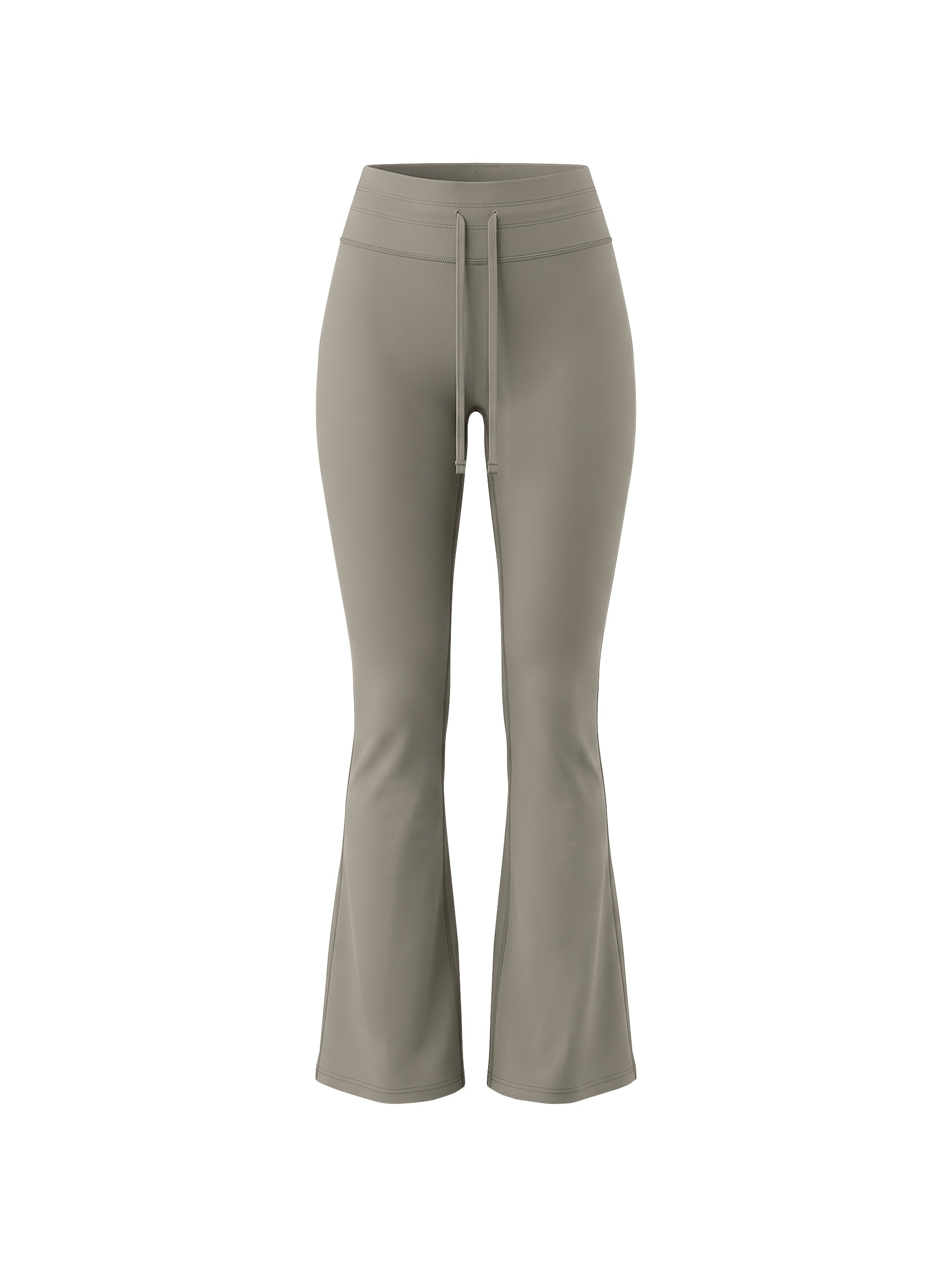 Women’s Flared Drawstring Yoga Pants in Grey Green — front view