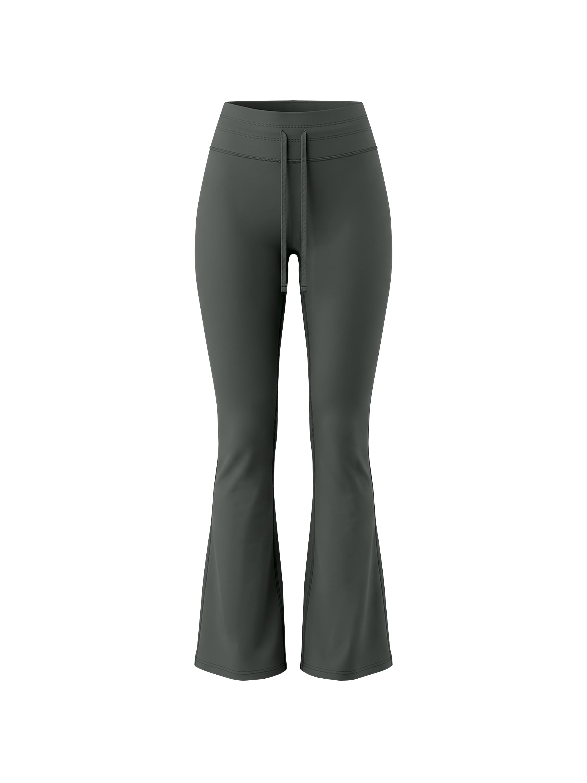 Women’s Flared Drawstring Yoga Pants in Dark Grey — front view