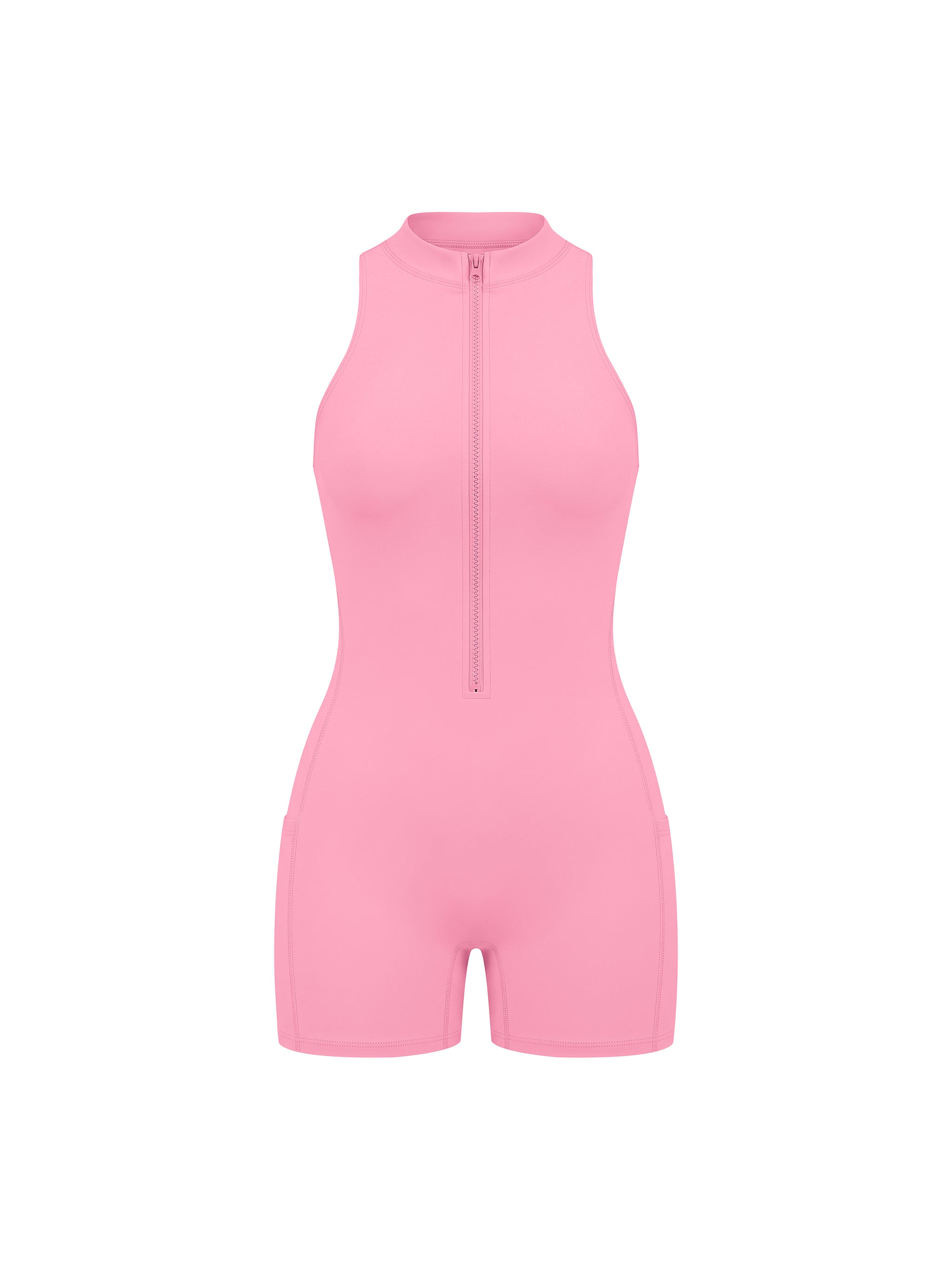 Women’s quarter-zip yoga romper in pink