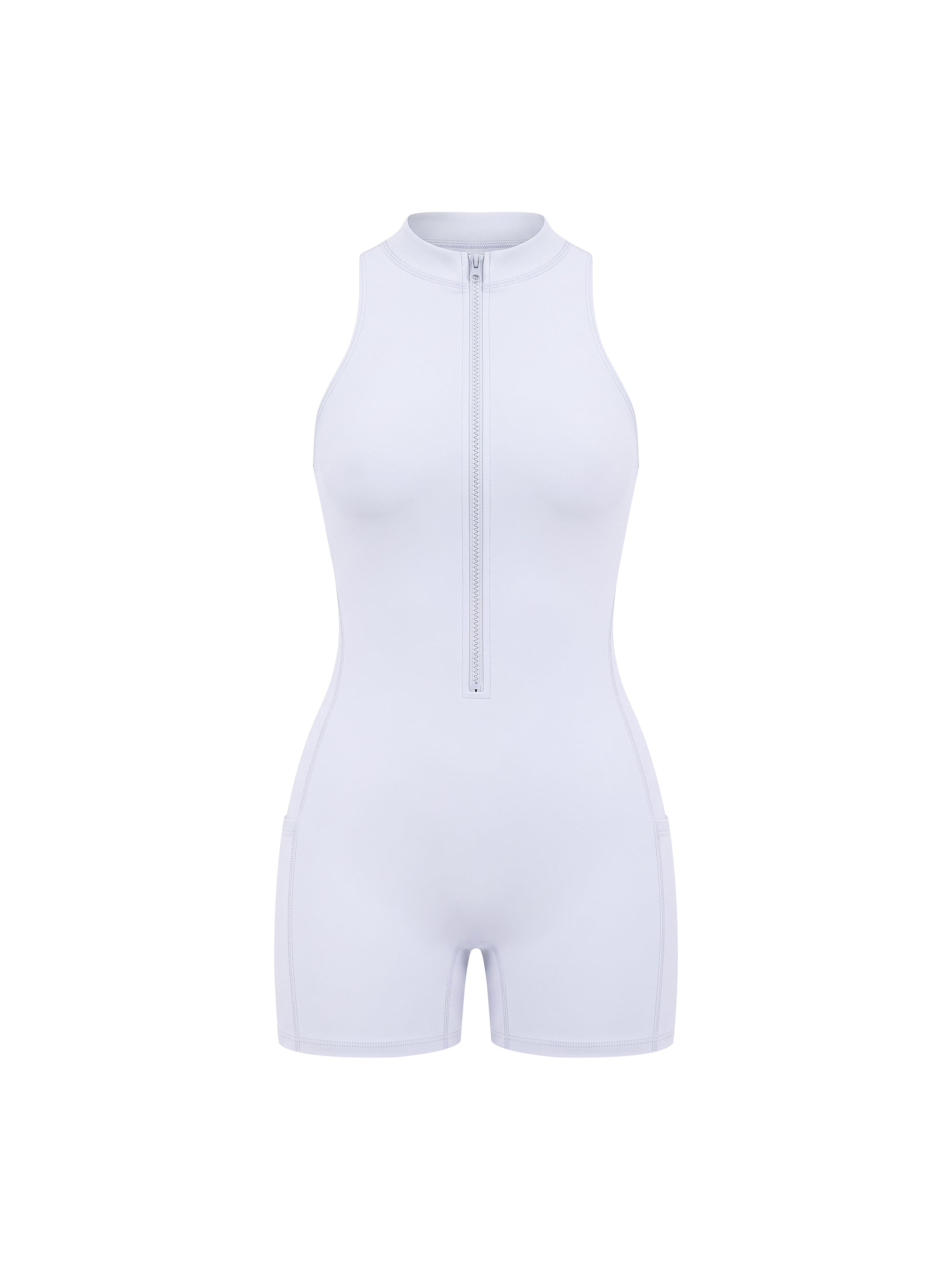Women’s quarter-zip yoga romper in purple