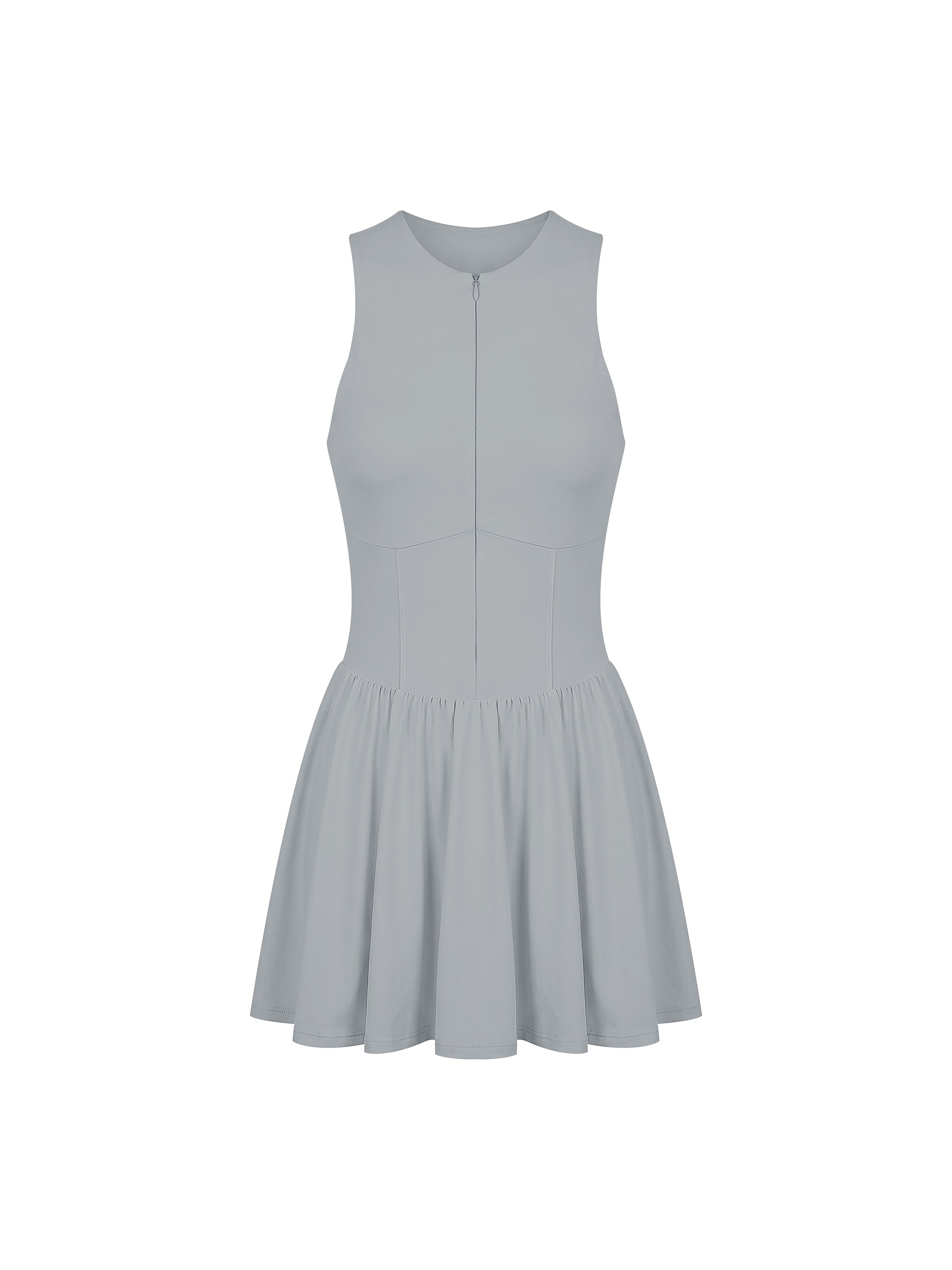 Women’s Ruched Sleeveless Full-Zip Dress