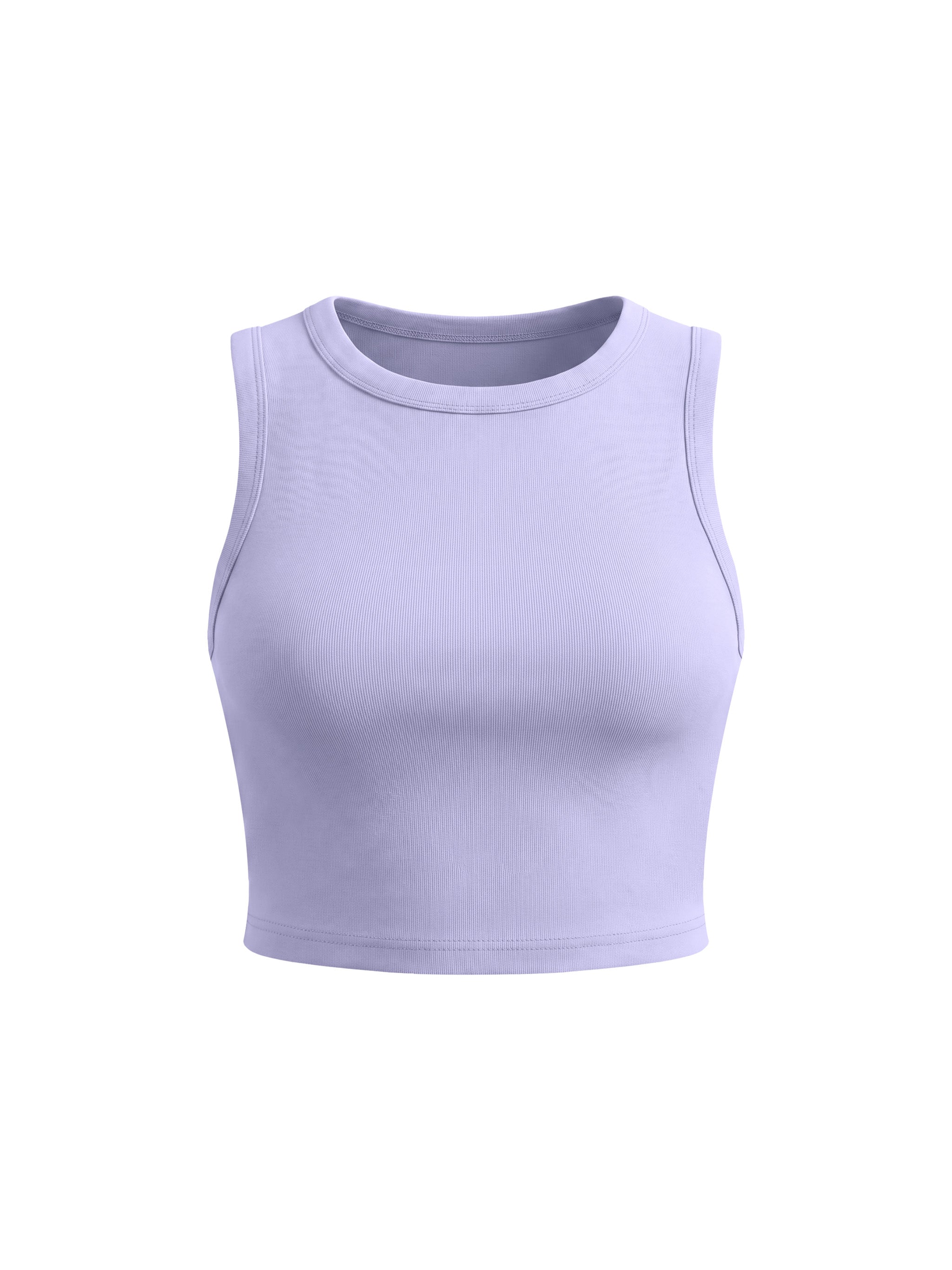 Women’s Tight Crewneck Crop Tank Top in Light Purple — front view