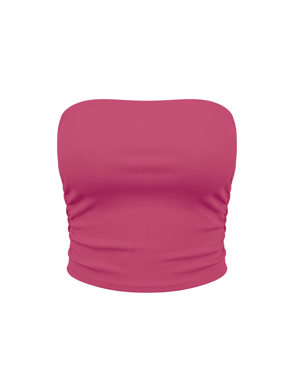 Women’s ruched cropped yoga tube top in rose red