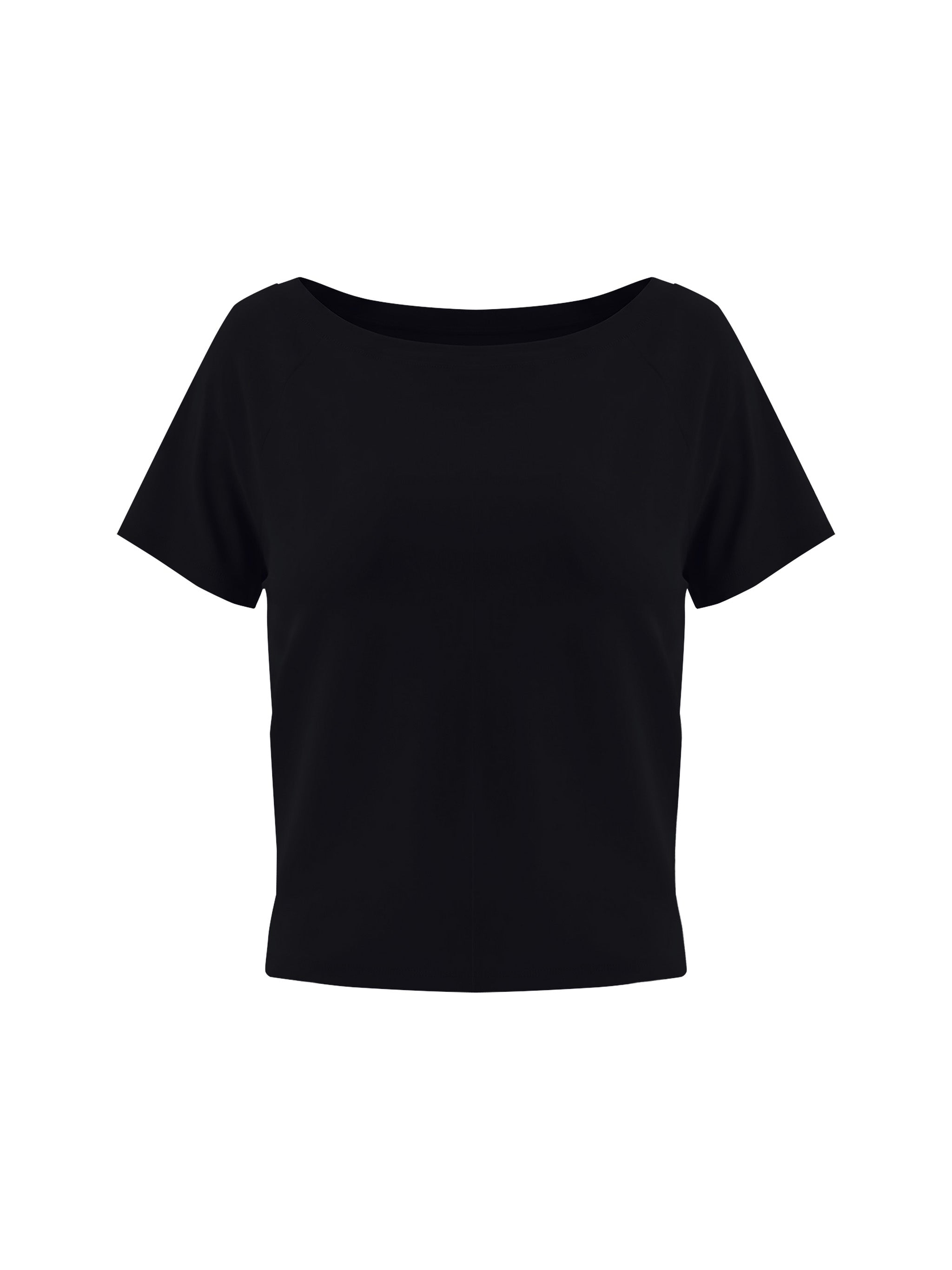 Women’s Boatneck Raglan T-Shirt in Black — front view