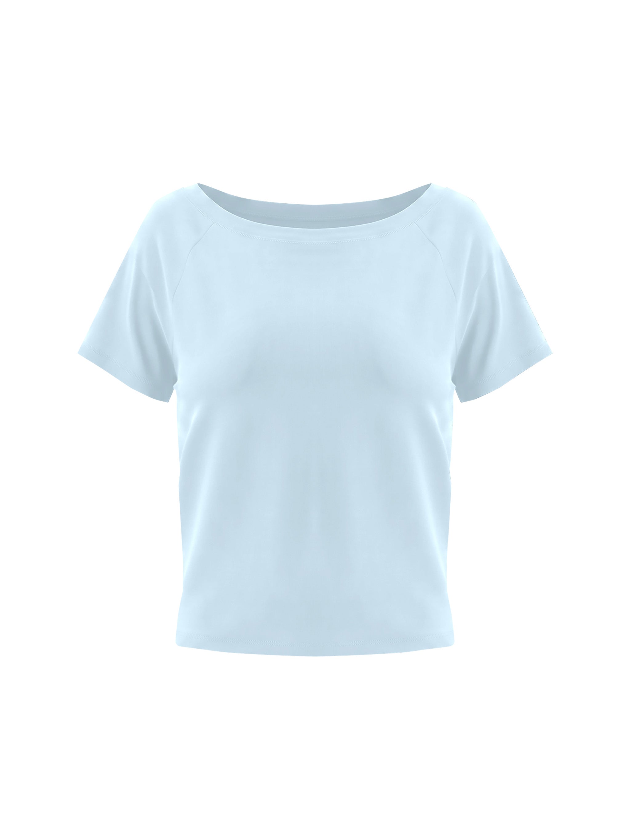 Women’s Boatneck Raglan T-Shirt in Sky Blue — front view