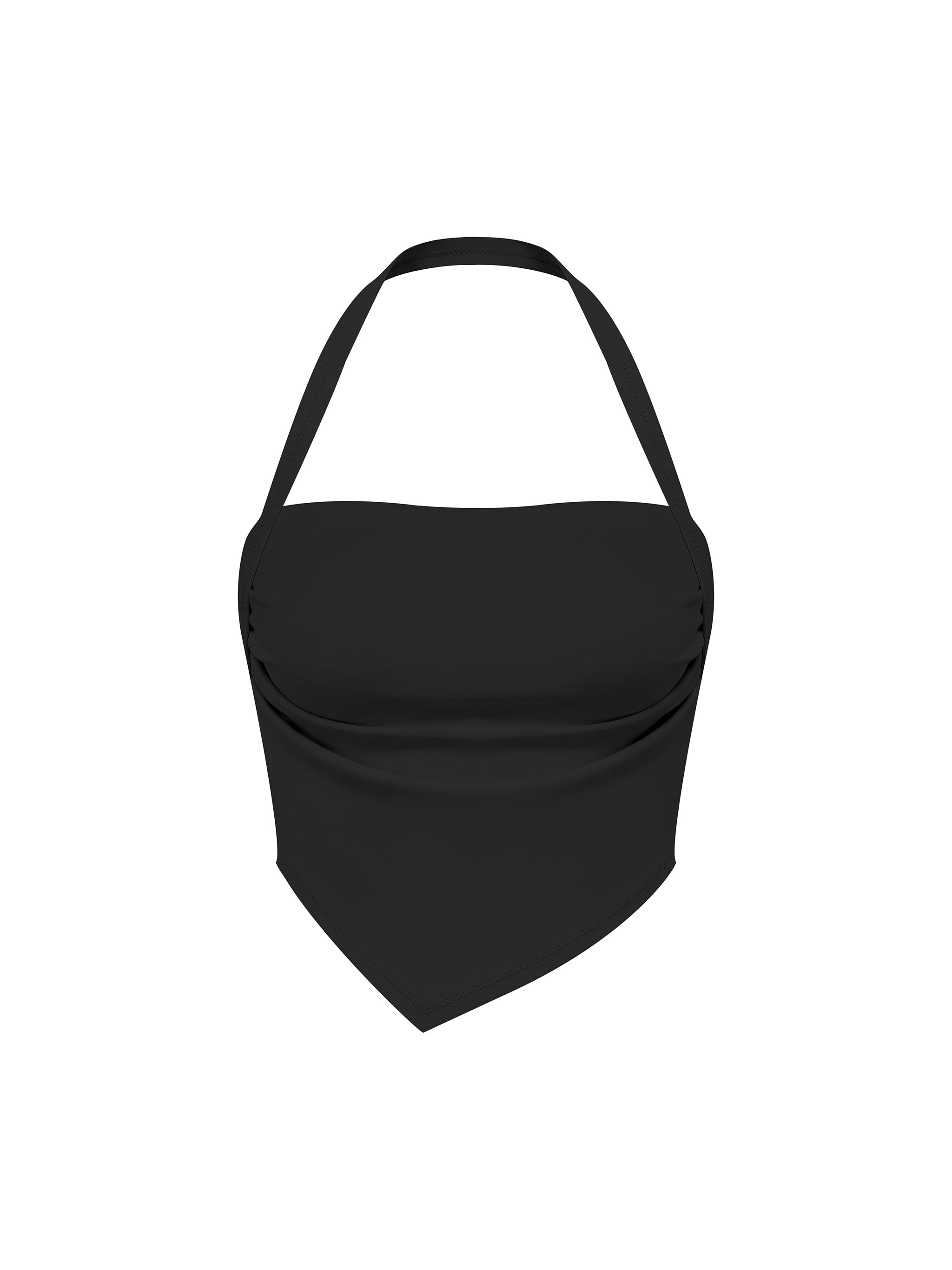 Women’s ruched halter neck yoga tank top in black