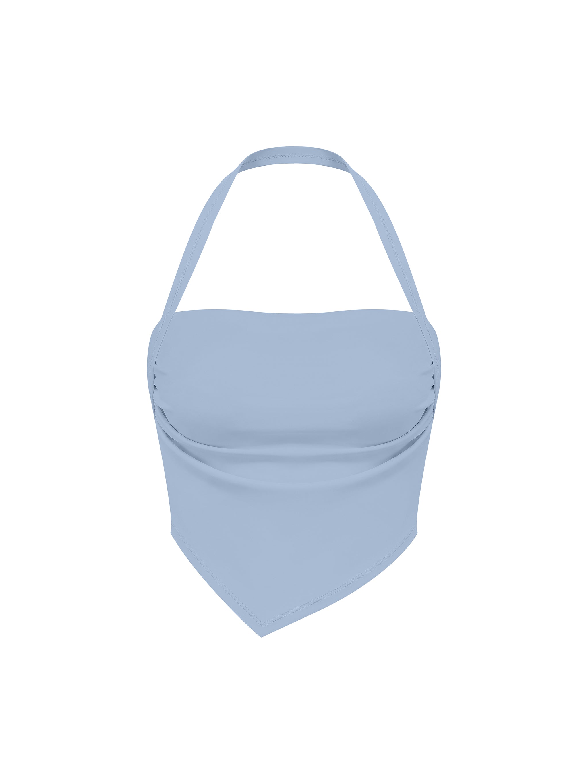 Women’s ruched halter neck yoga tank top in haze blue