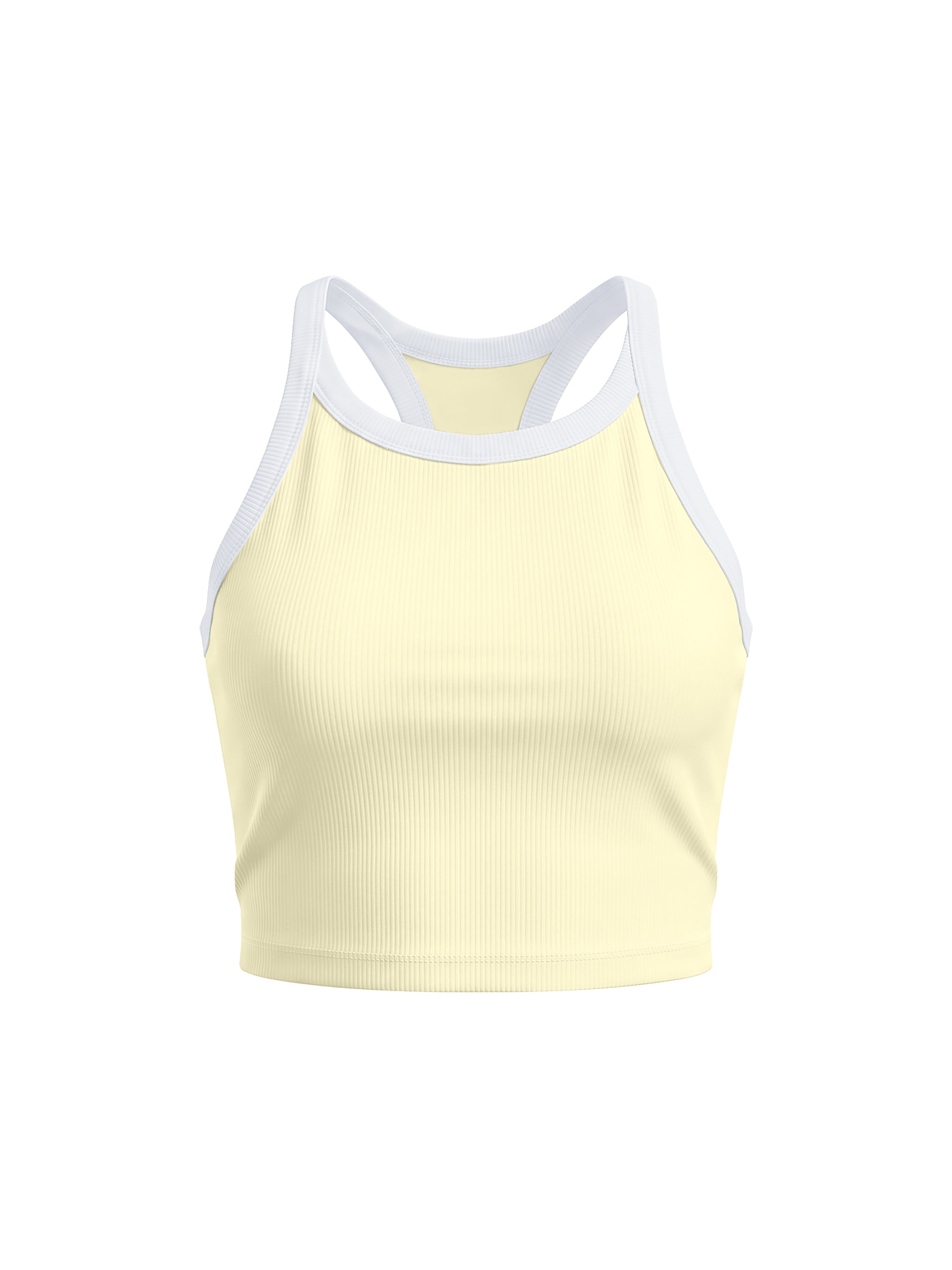 Women’s Colour Block Yoga Tank Top in Light Yellow — front view
