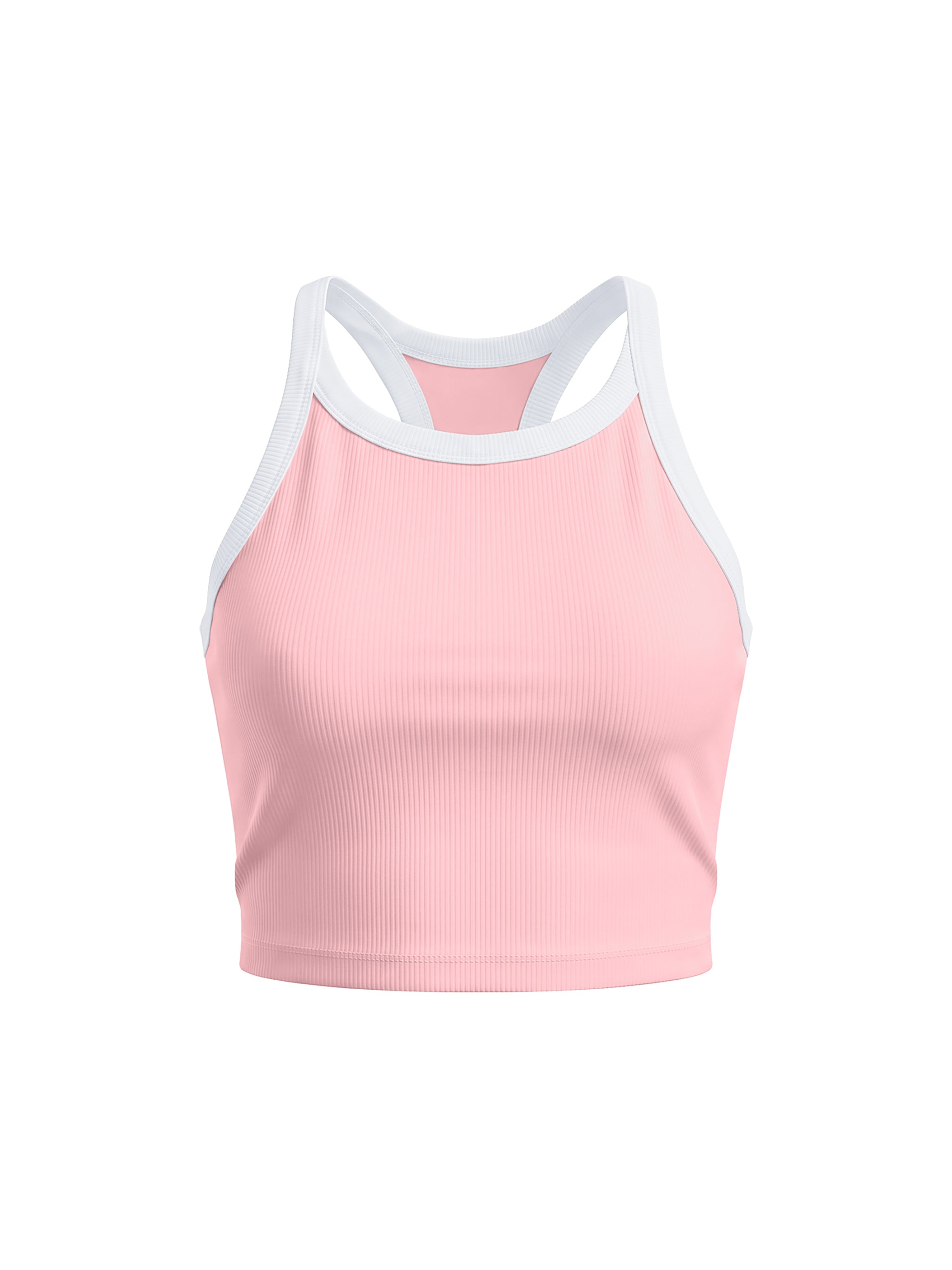 Women’s Colour Block Yoga Tank Top in Pink — front view