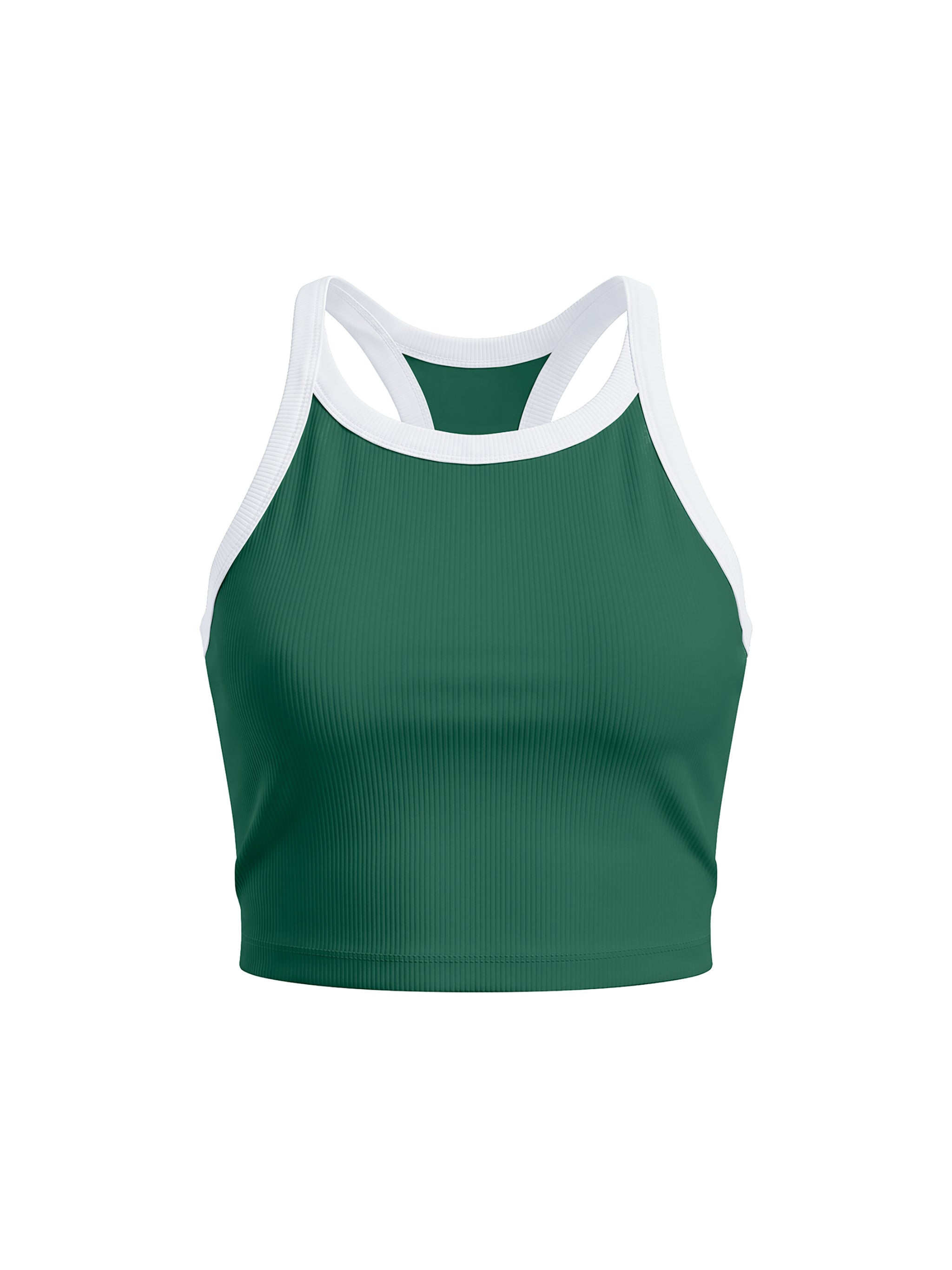 Women’s Colour Block Yoga Tank Top in Blackish Green — front view
