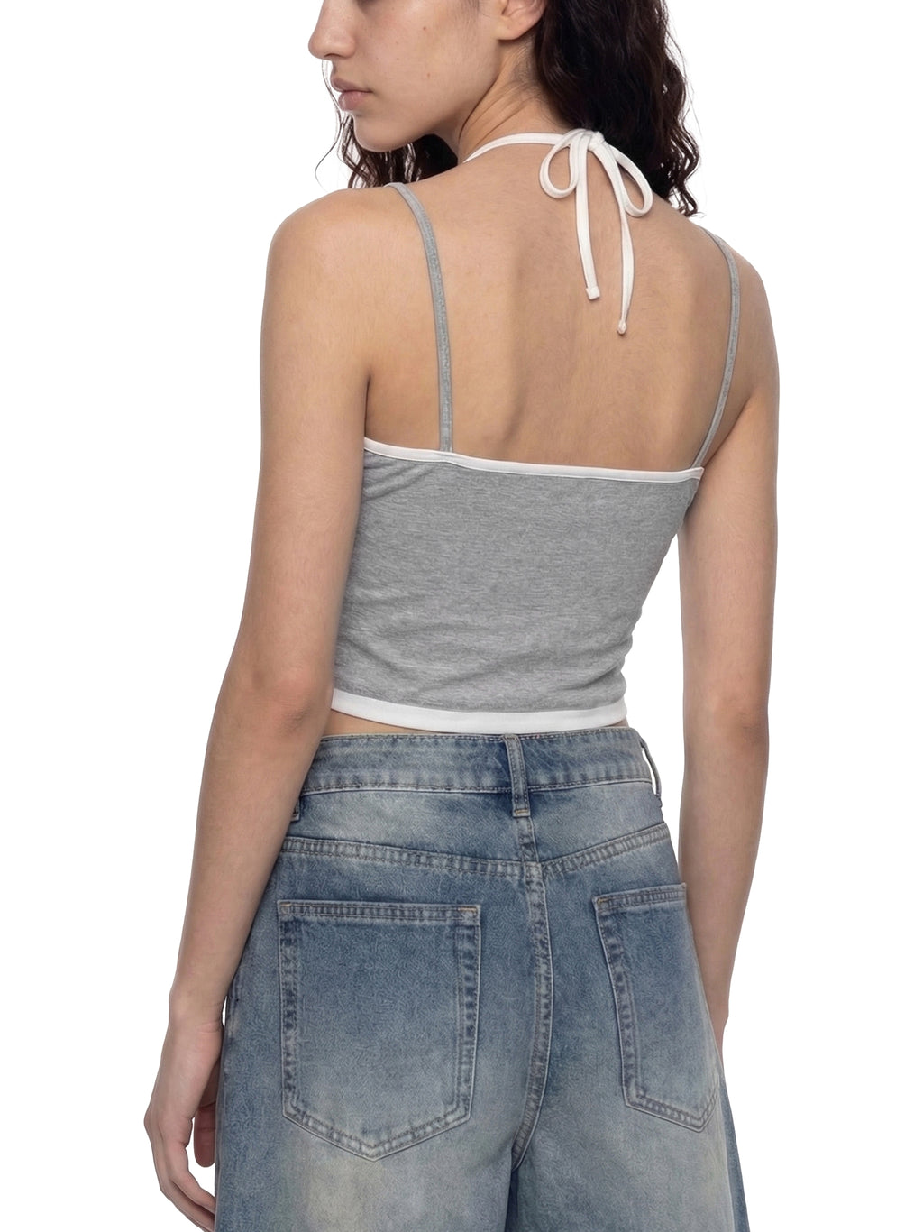 Women’s Contrast Binding Halter Tank Top