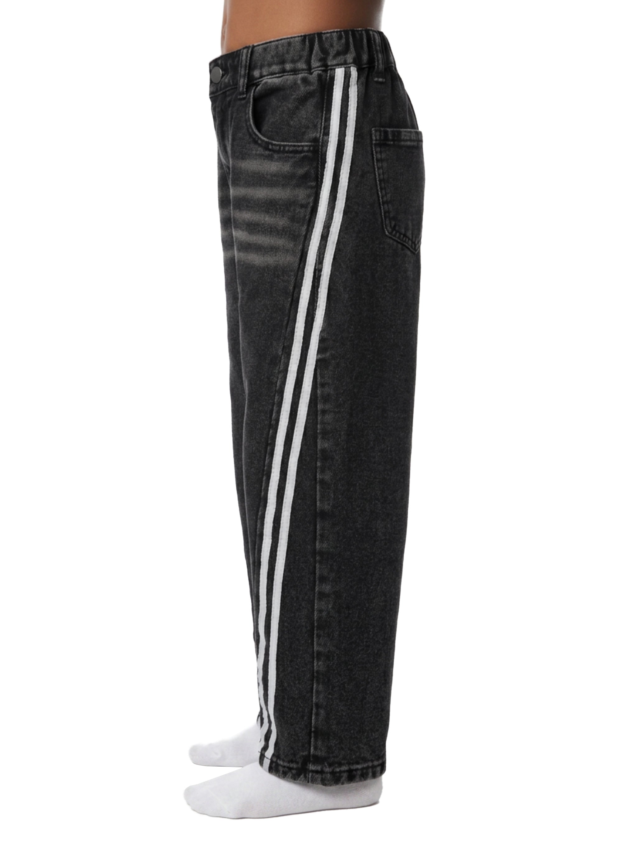 Kids’ Vintage-Wash Side-Stripe Jeans