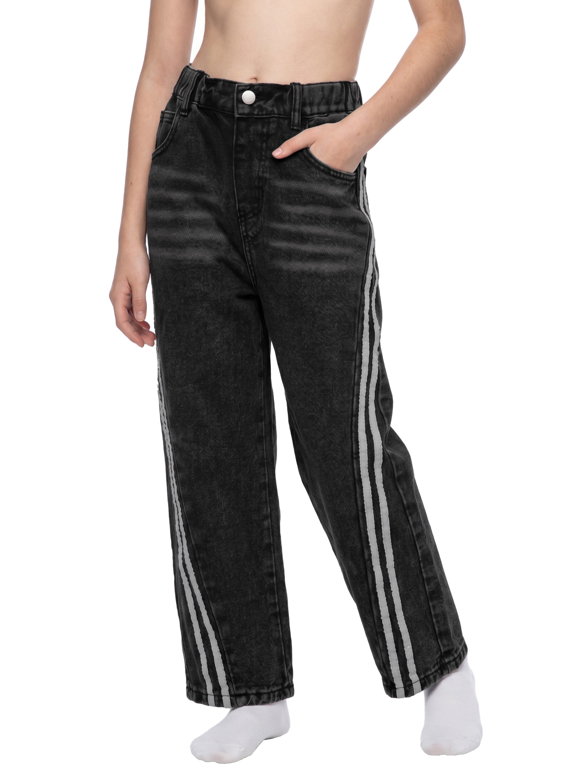 Kids’ Vintage-Wash Side-Stripe Jeans