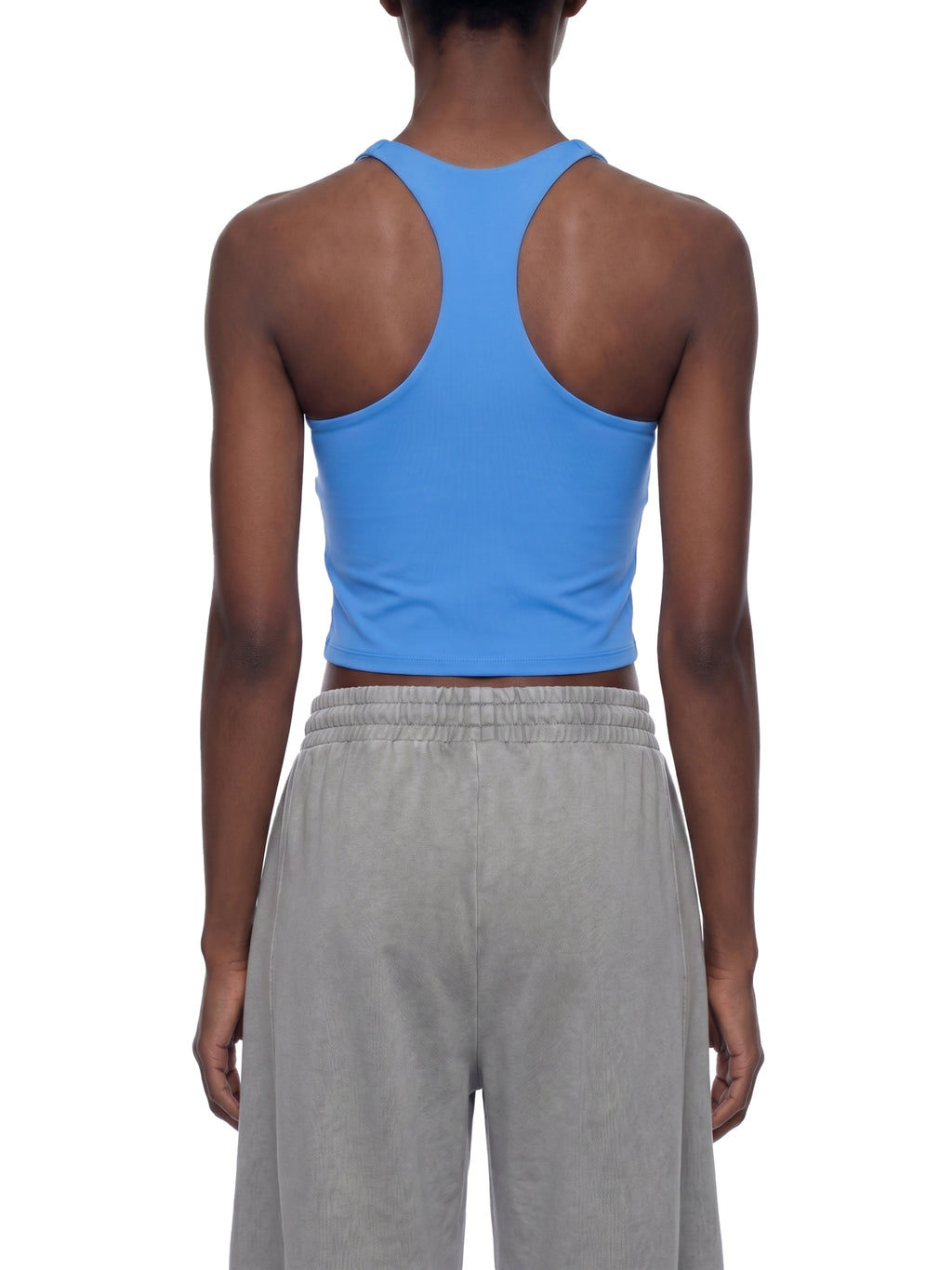 Women’s tight fit yoga tank top modelled view