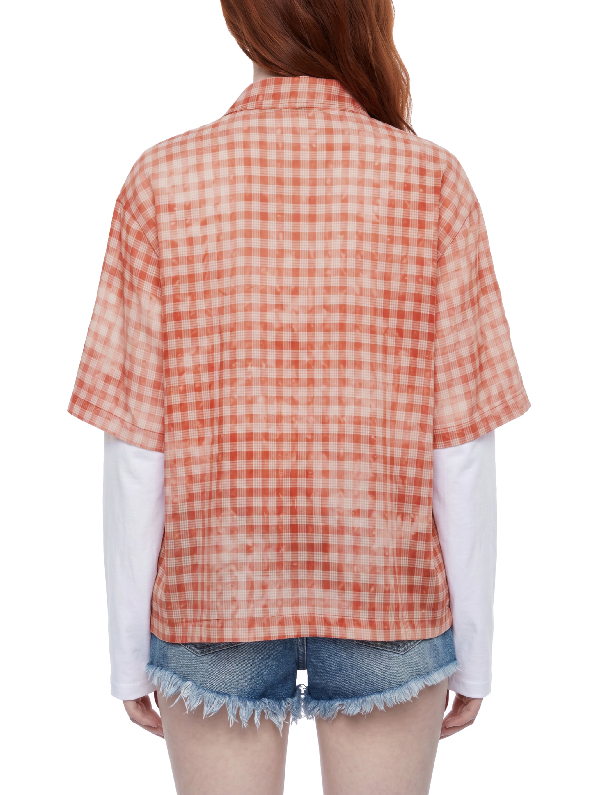 Unisex Vintage Wash Plaid Short Sleeve Shirt