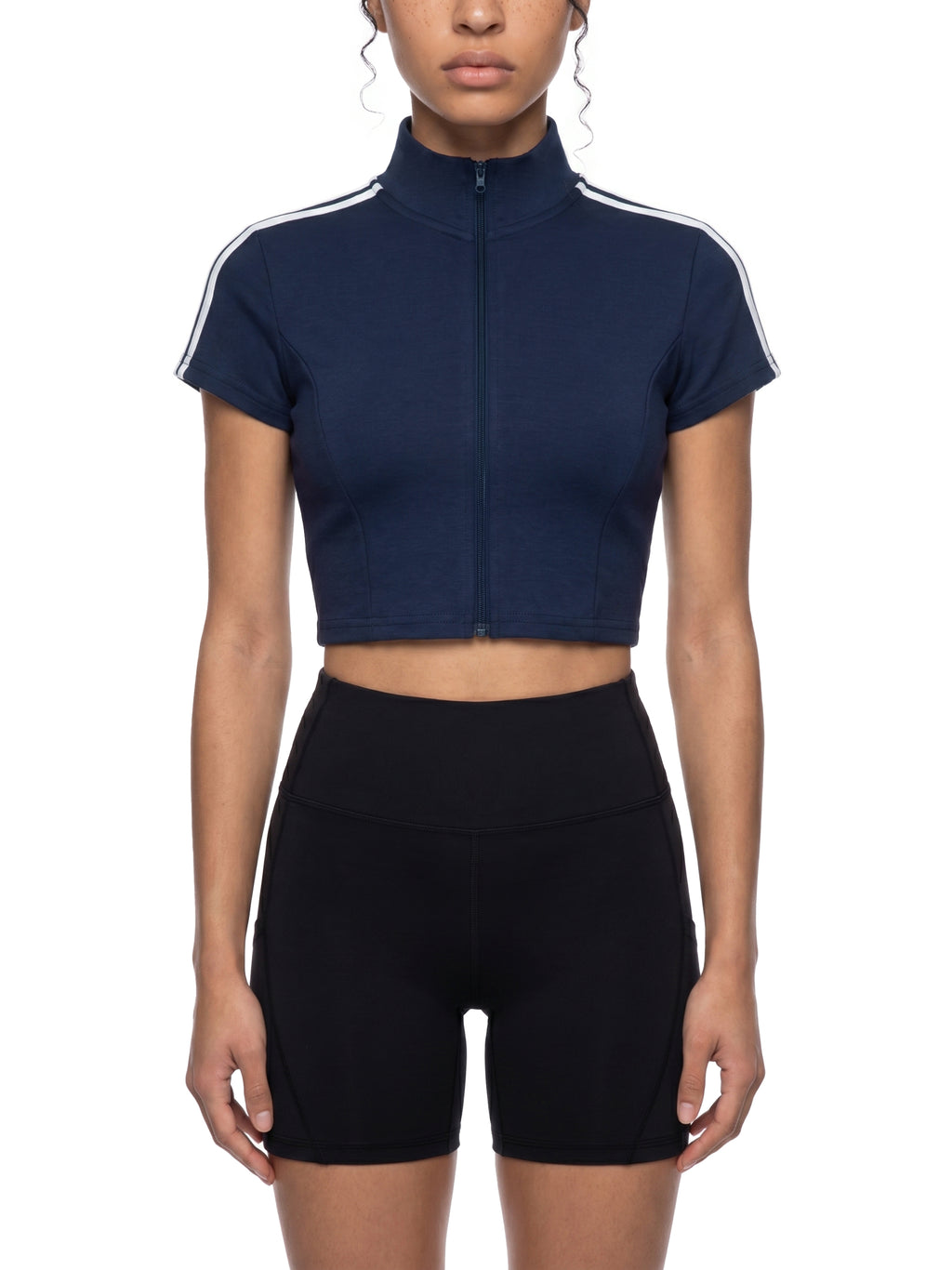 Women’s Cropped Full-Zip Short-Sleeve T-Shirt