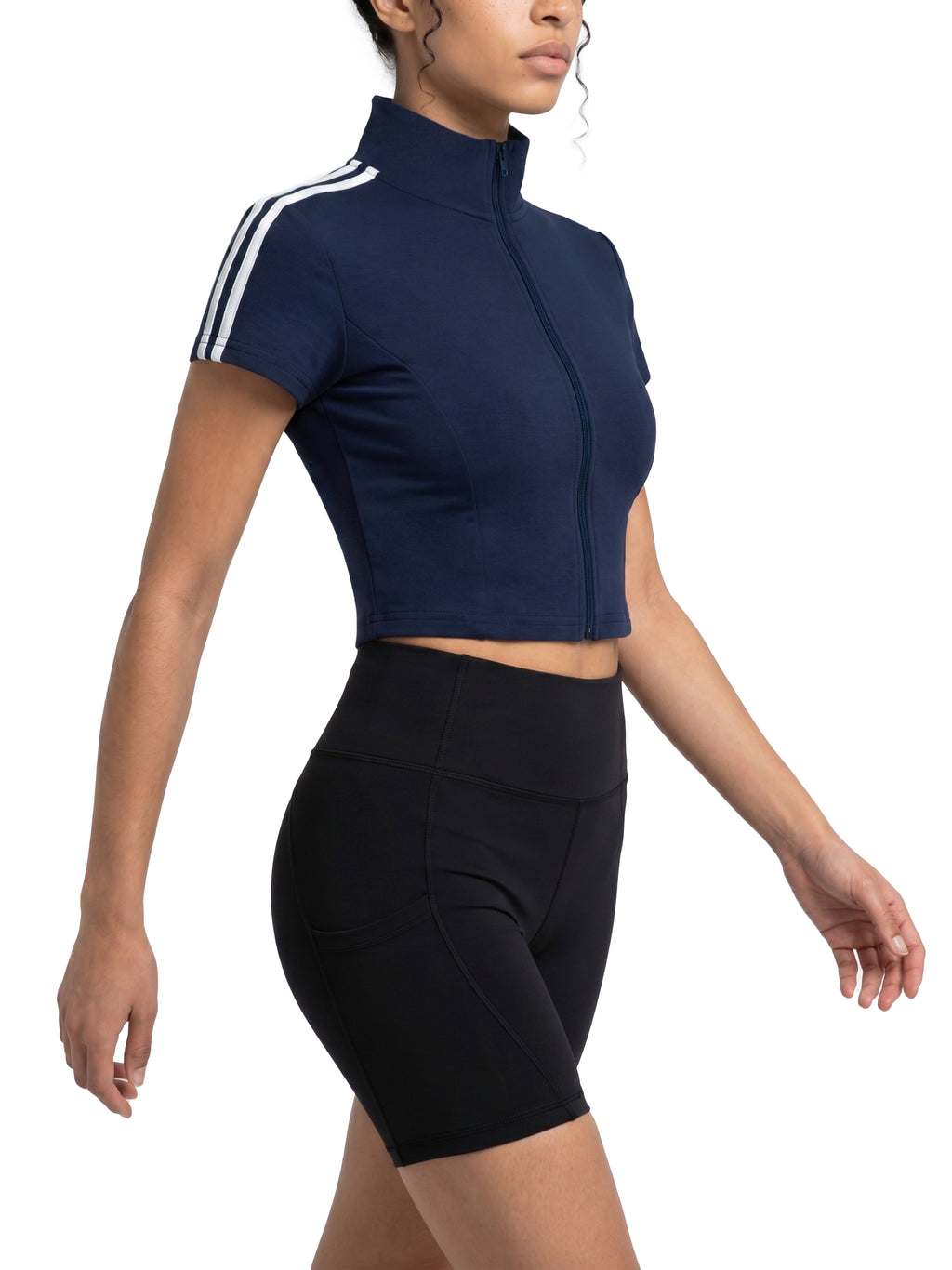 Women’s Cropped Full-Zip Short-Sleeve T-Shirt