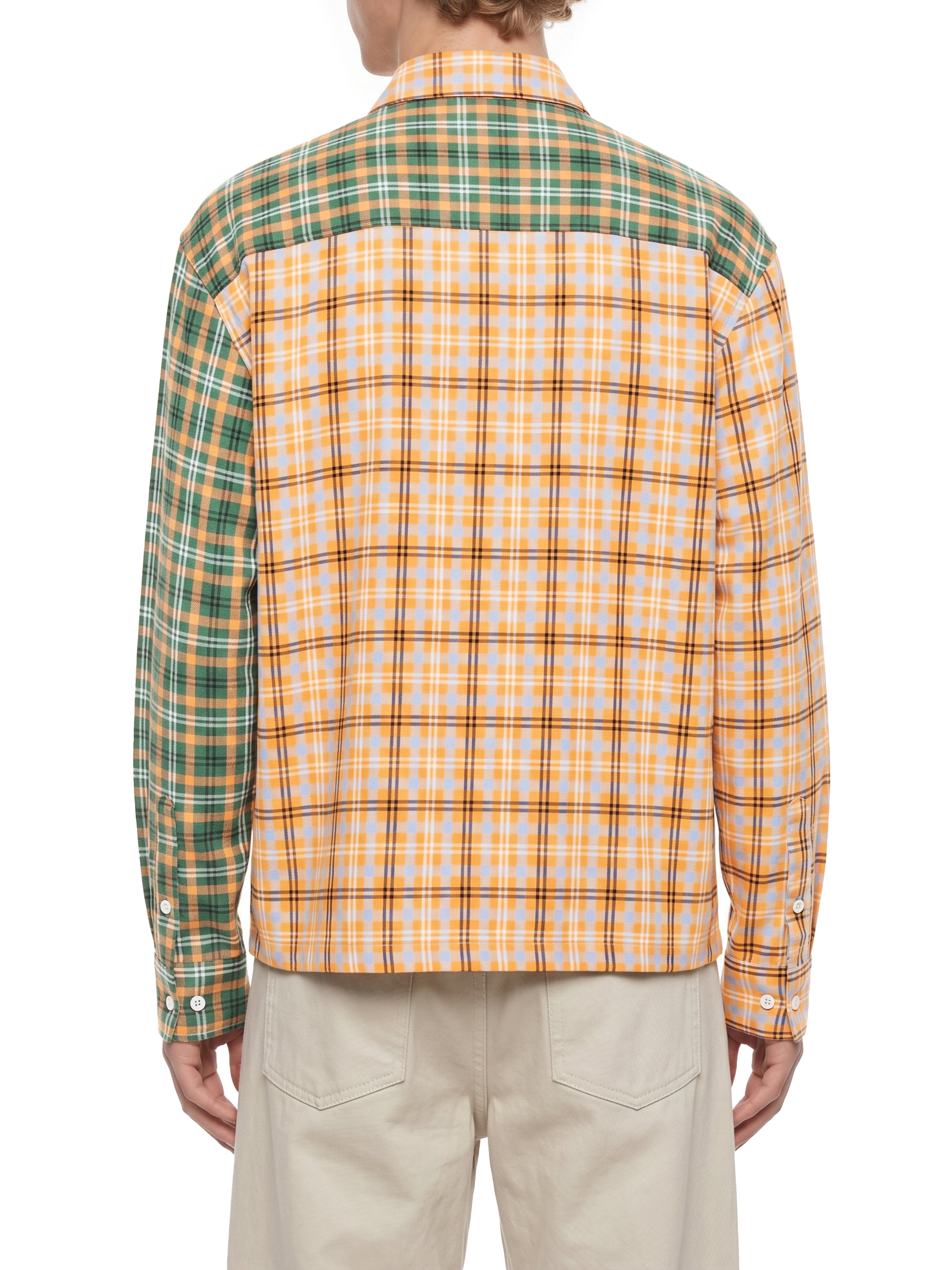 Unisex Oversized Plaid Colour Block Shirt