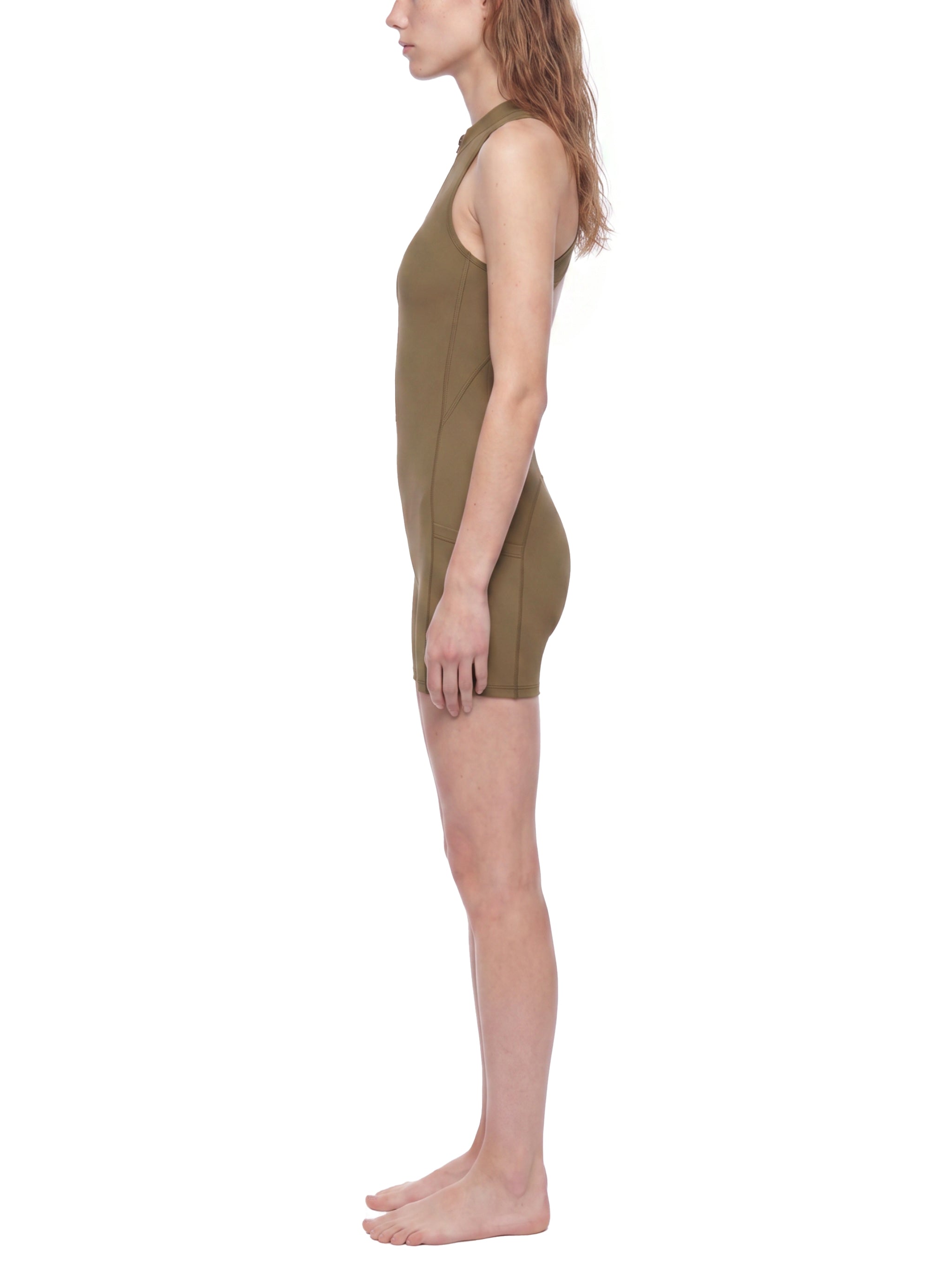 Women’s quarter-zip yoga romper modelled view