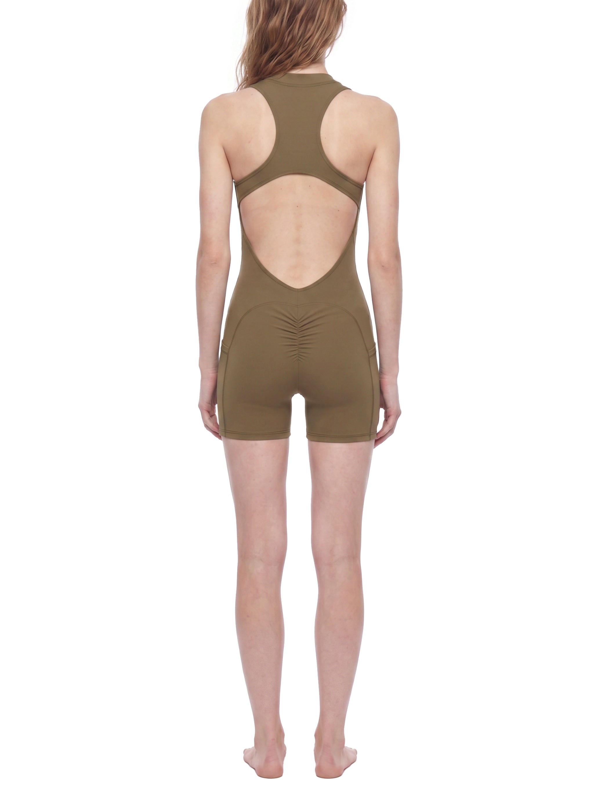 Women’s quarter-zip yoga romper modelled view