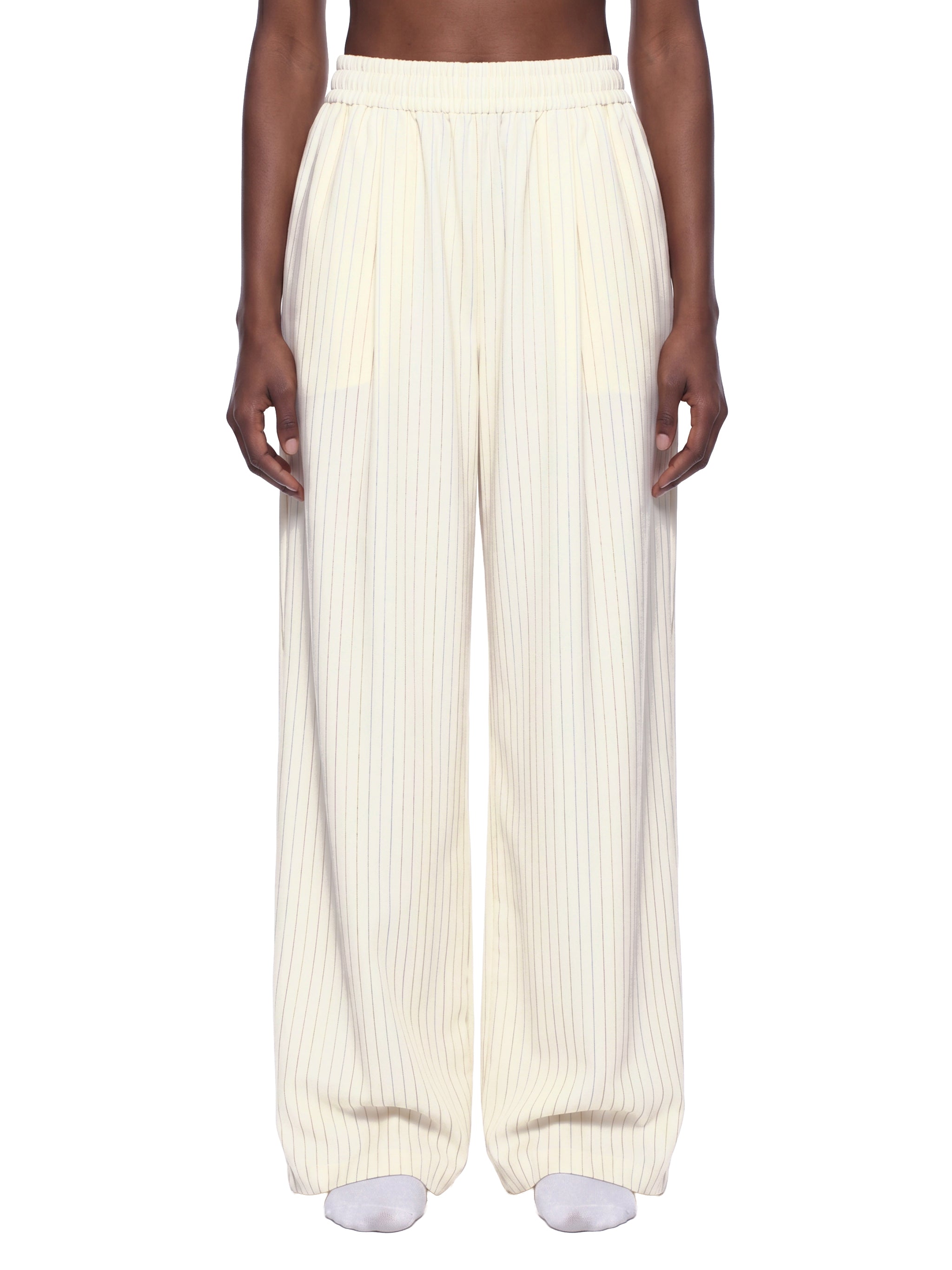 Unisex Striped Pleated Pants