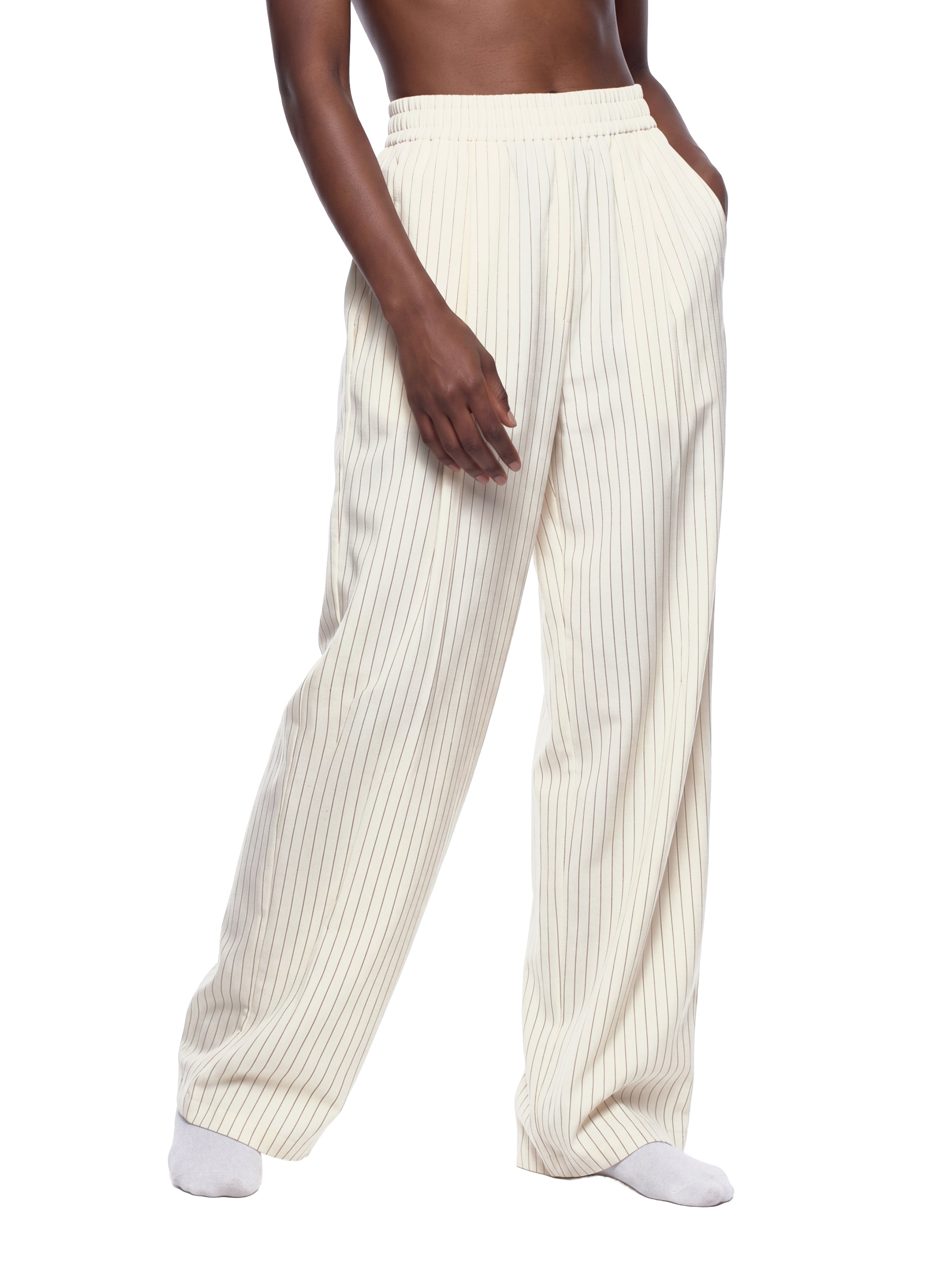 Unisex Striped Pleated Pants