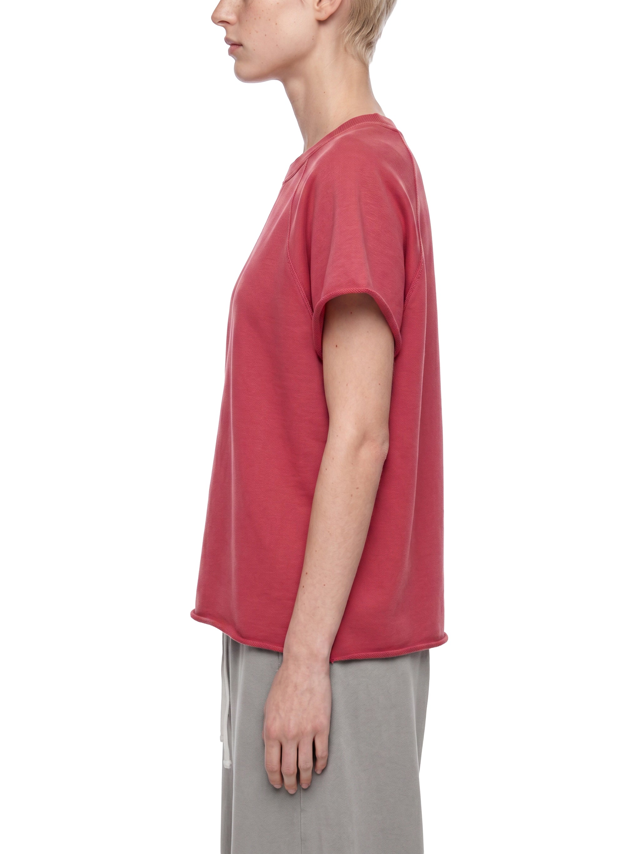 Vintage-Wash Raw-Edge Boxy T-Shirt