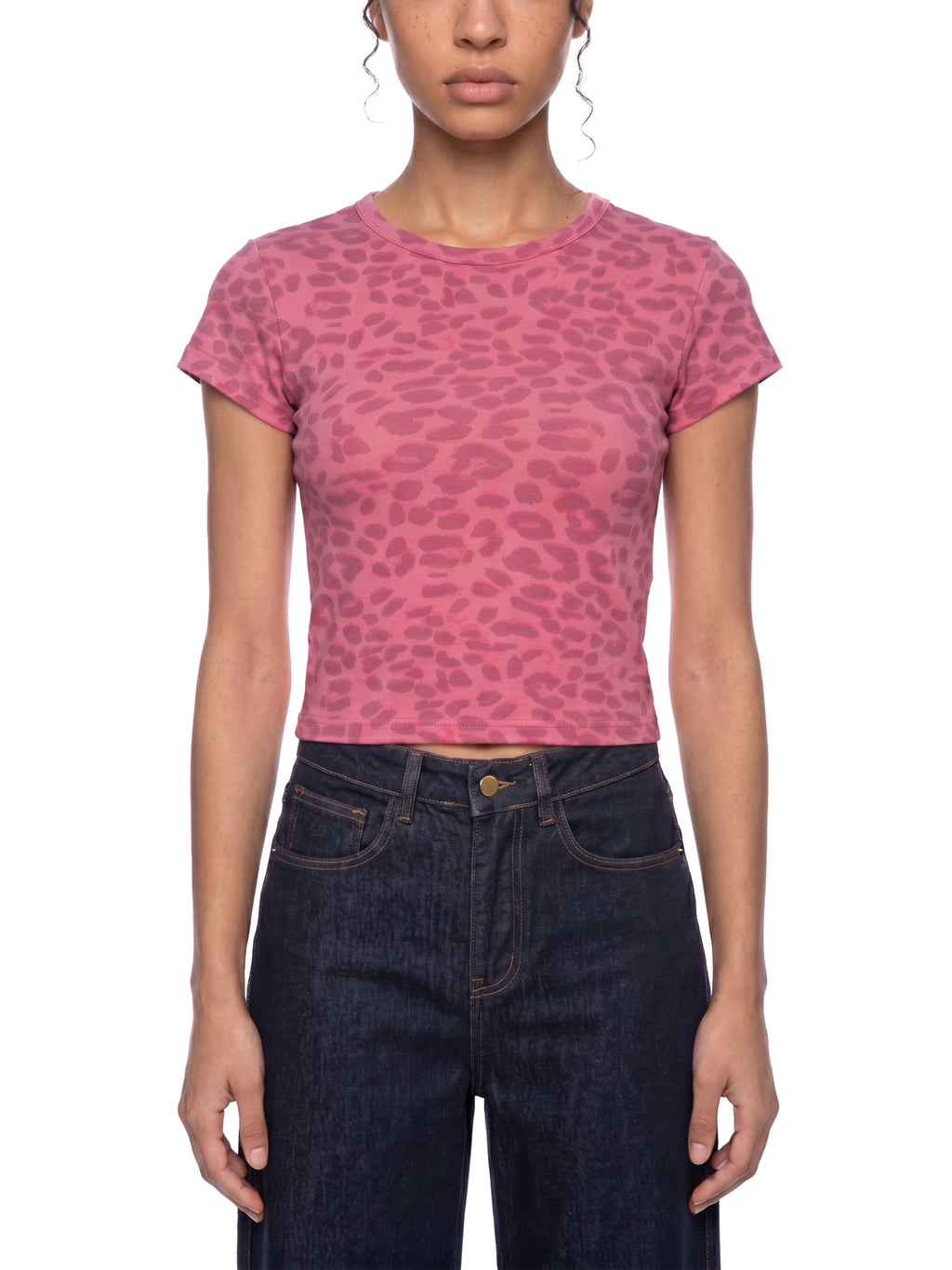 Women's Leopard Print Crop T-Shirt