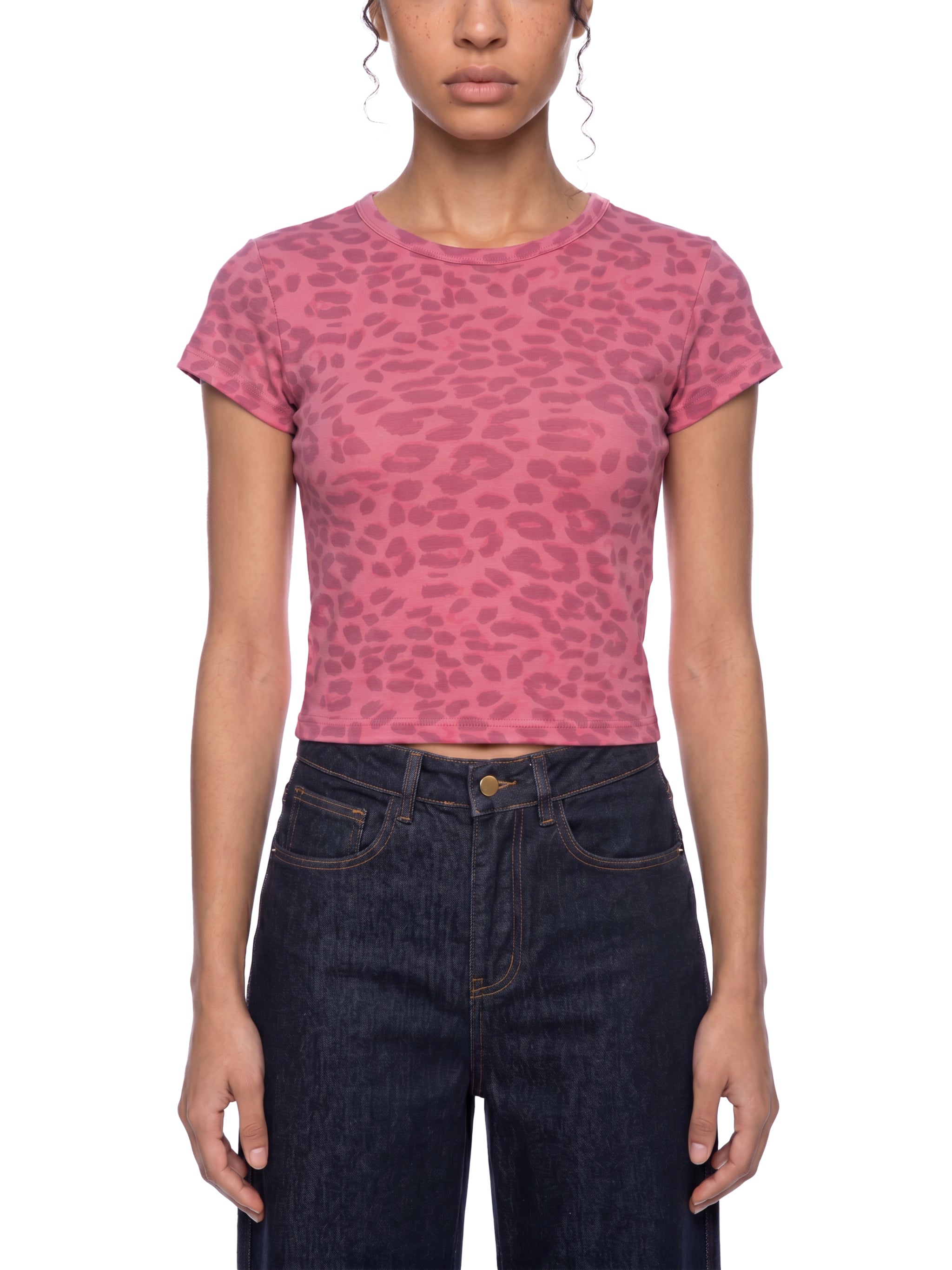 Women's Leopard Print Crop T-Shirt