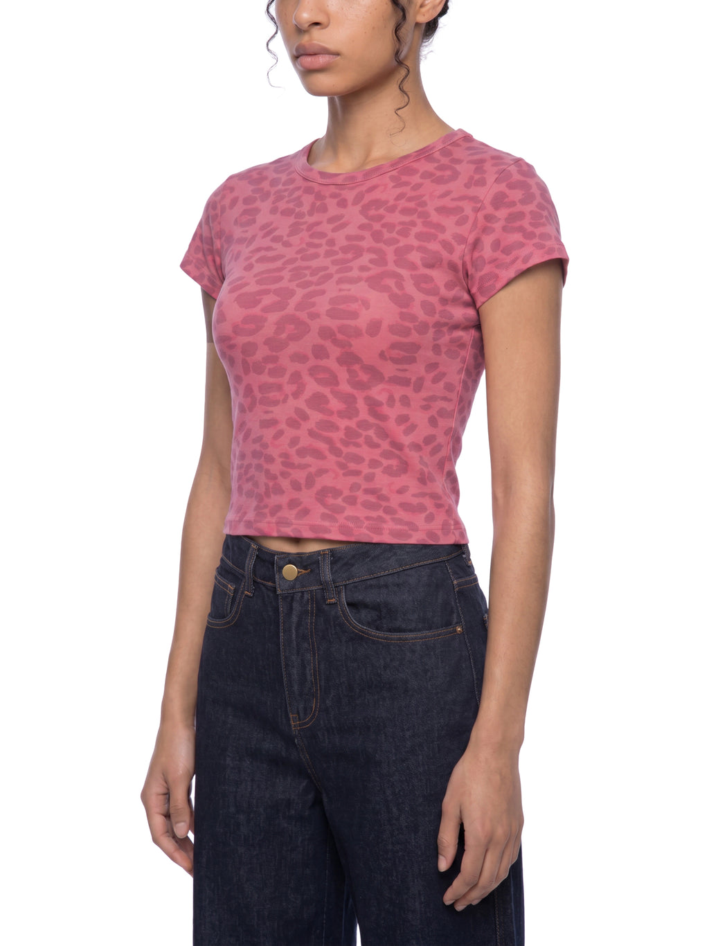 Women's Leopard Print Crop T-Shirt