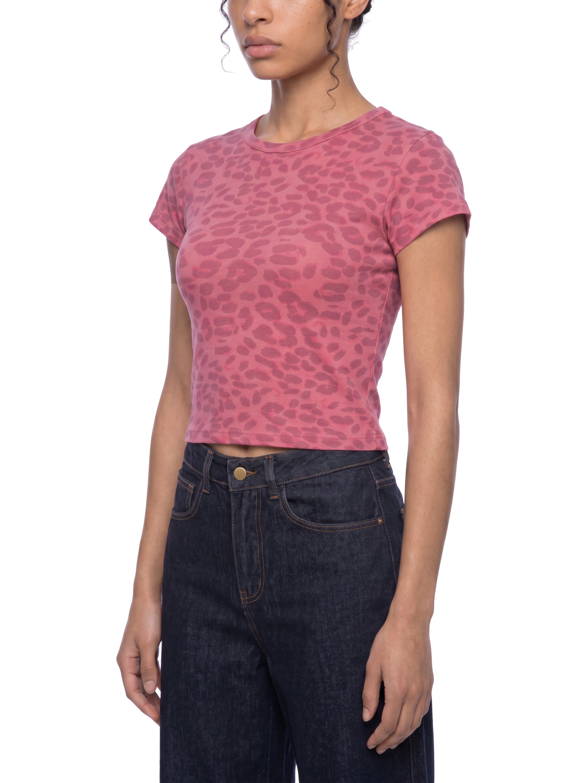 Women's Leopard Print Crop T-Shirt