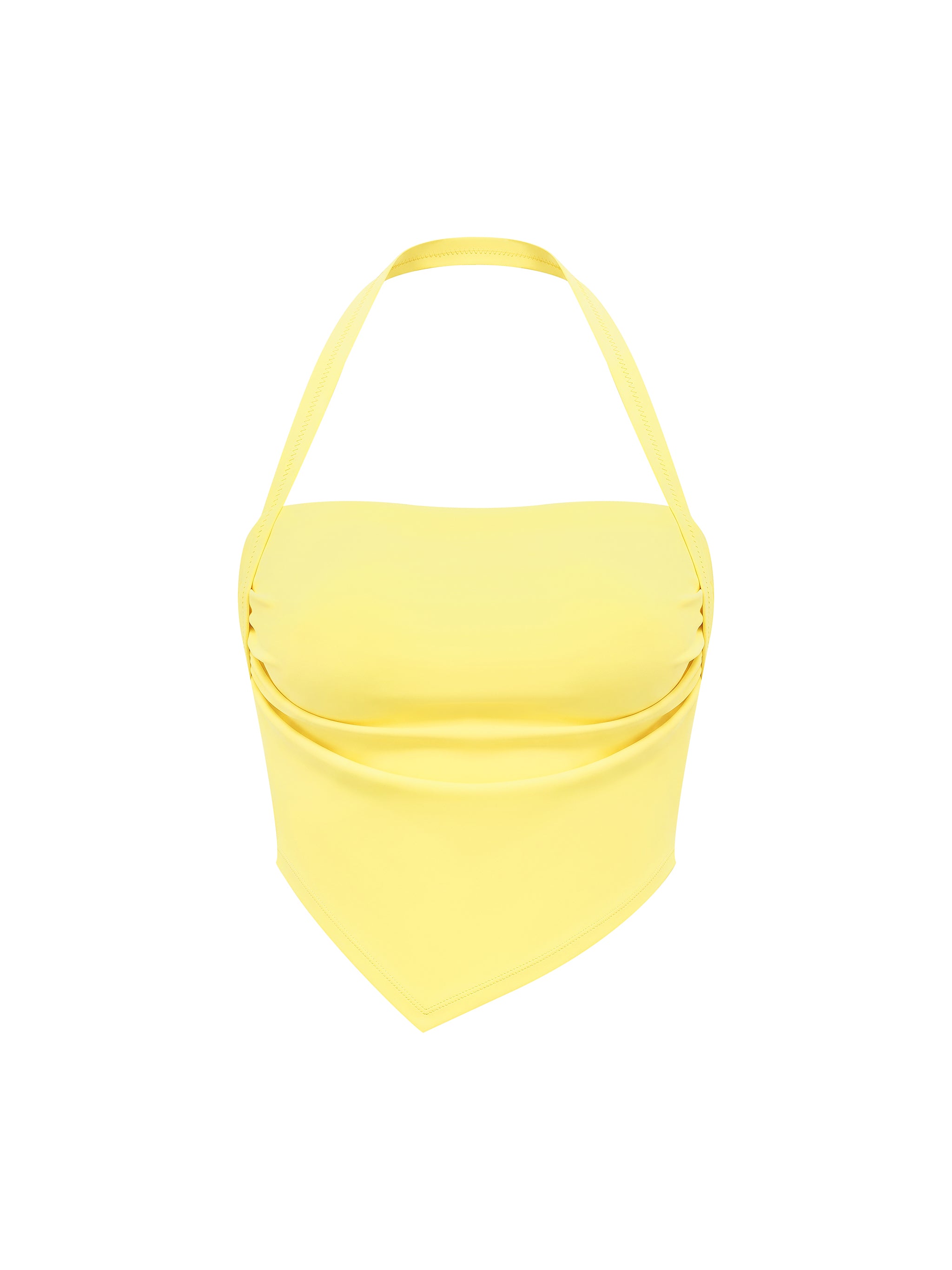 Women’s ruched halter neck yoga tank top in yellow