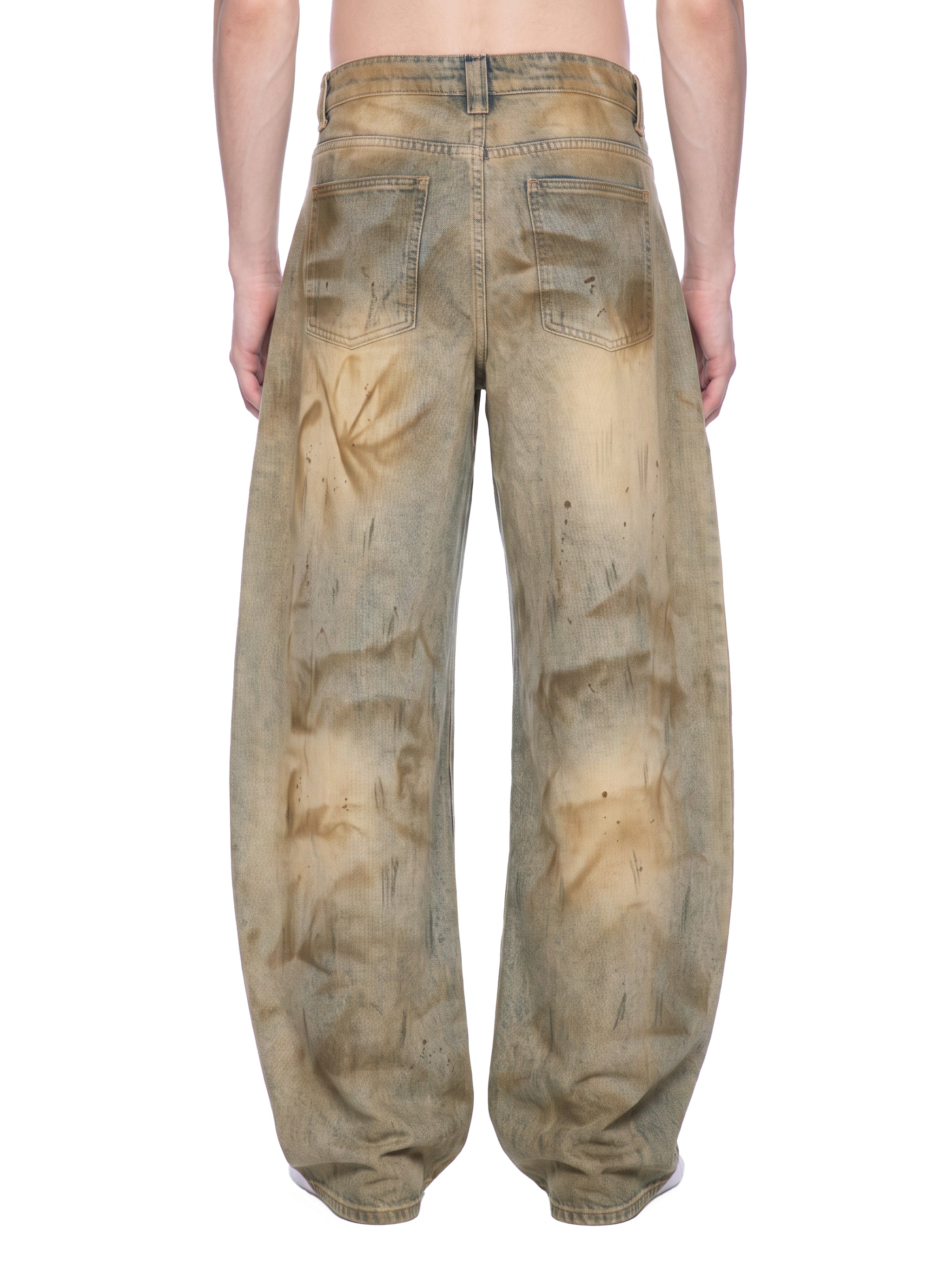 Men’s Vintage-Wash Barrel-Leg Jeans