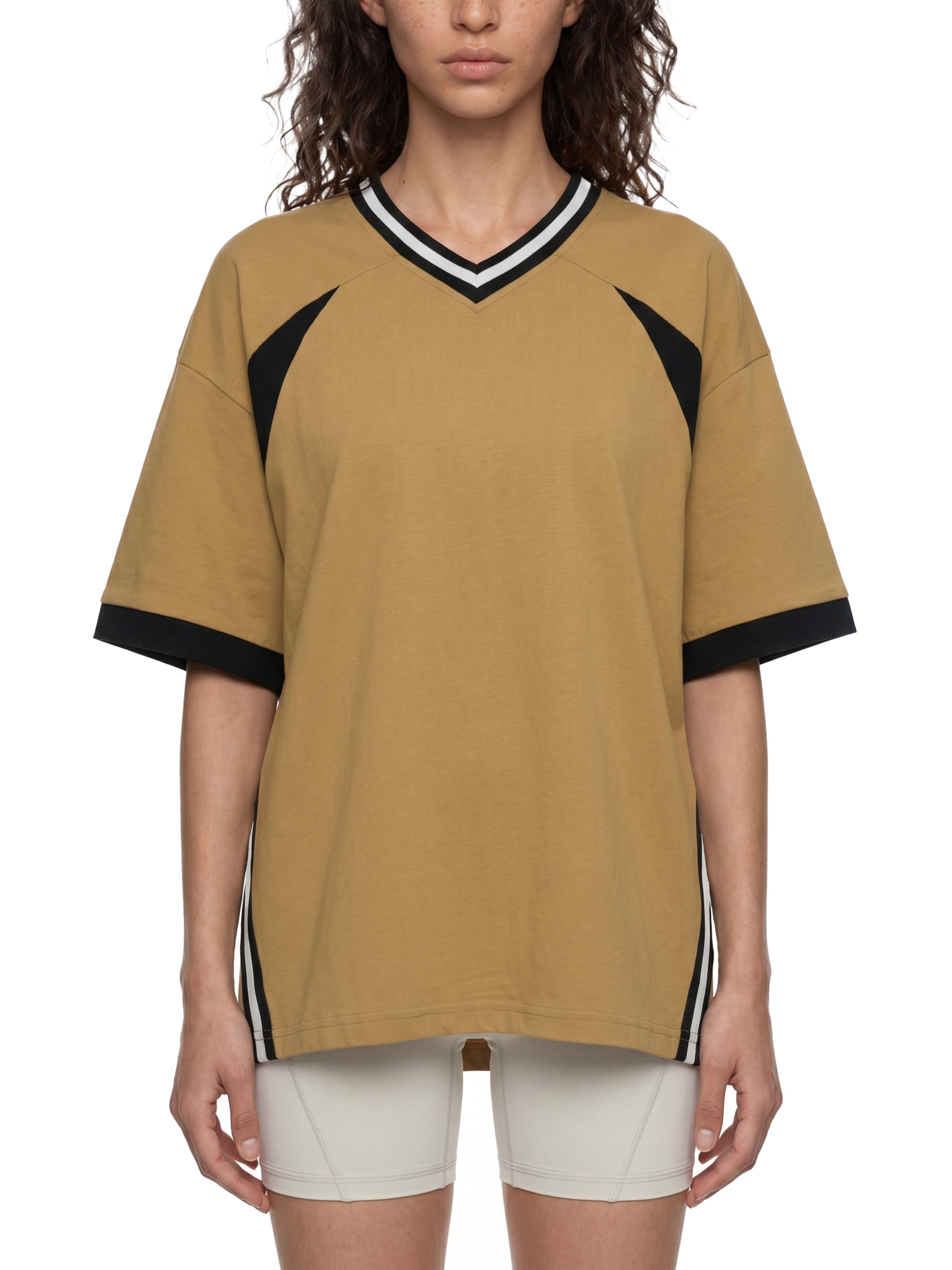Unisex Colour Block V-Neck T-Shirt