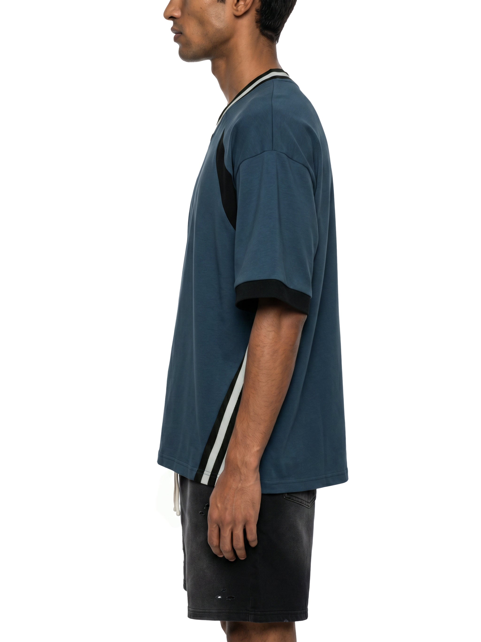 Unisex Colour Block V-Neck T-Shirt