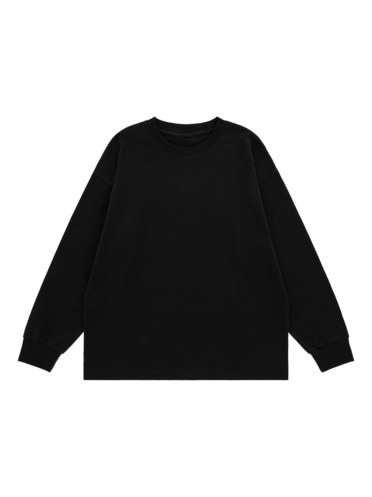 Kids’ Quick-Dry Cotton Long-Sleeve Tee V2 - Black front