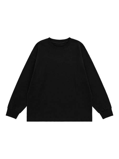 Kids’ Quick-Dry Cotton Long-Sleeve Tee V2 - Black front