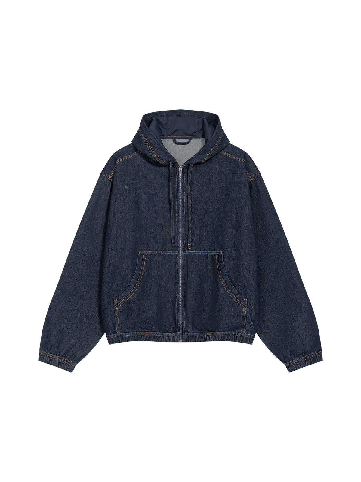 Men’s Boxy Vintage Wash Hooded Denim Jacket front product view