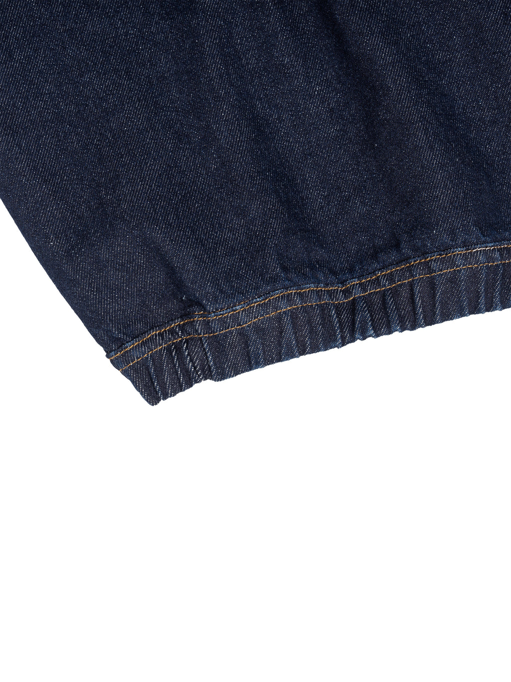 Men’s Boxy Vintage Wash Hooded Denim Jacket hem detail