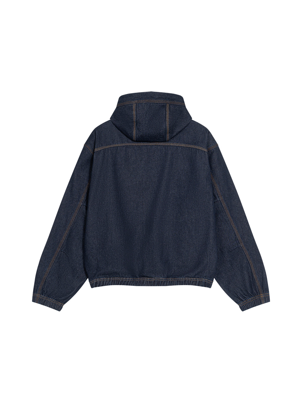 Men’s Boxy Vintage Wash Hooded Denim Jacket back product view