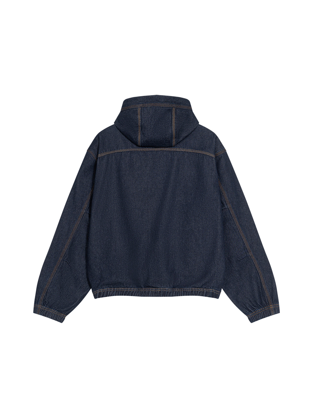 Men’s Boxy Vintage Wash Hooded Denim Jacket back product view