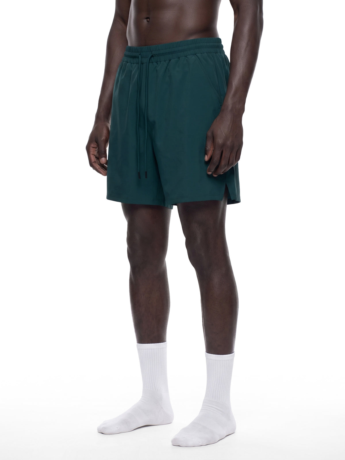 Men’s Performance Shorts deep teal model angle