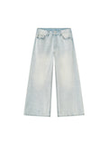 Men’s Vintage Wash Wide-Leg Denim Jeans