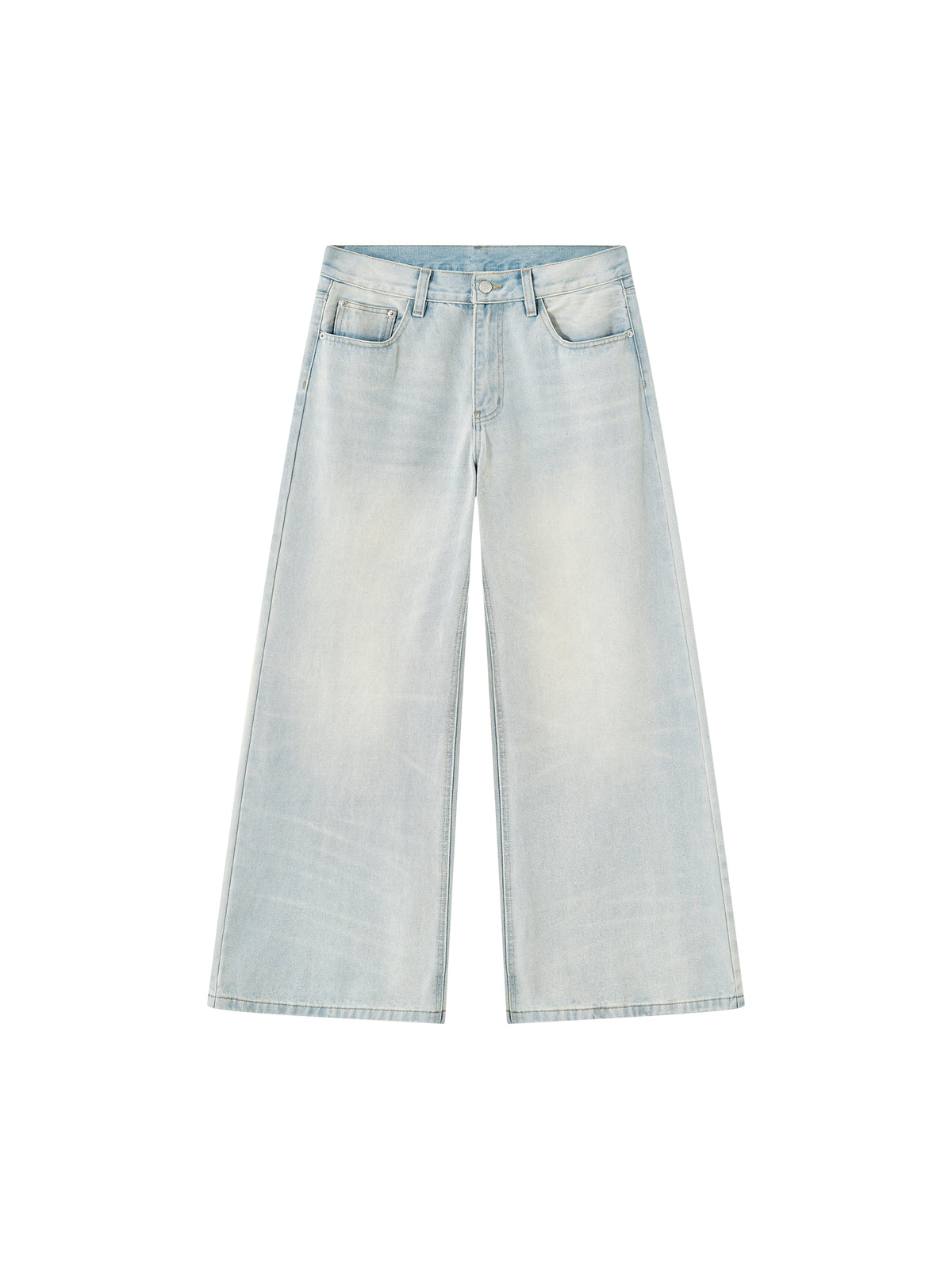 Men’s Vintage Wash Wide-Leg Denim Jeans
