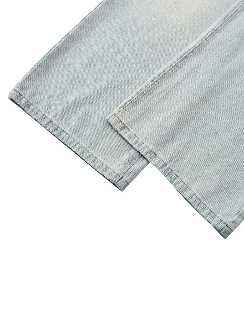 Men’s Vintage Wash Wide-Leg Denim Jeans