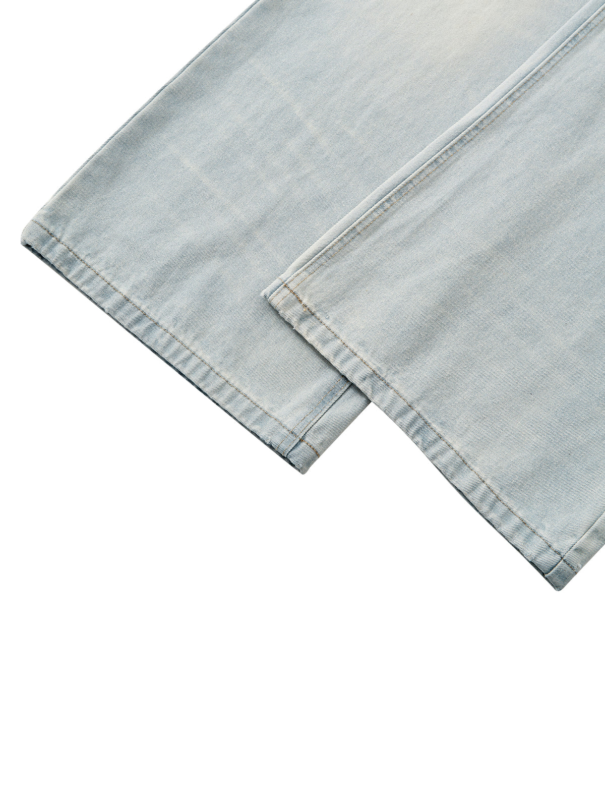Men’s Vintage Wash Wide-Leg Denim Jeans
